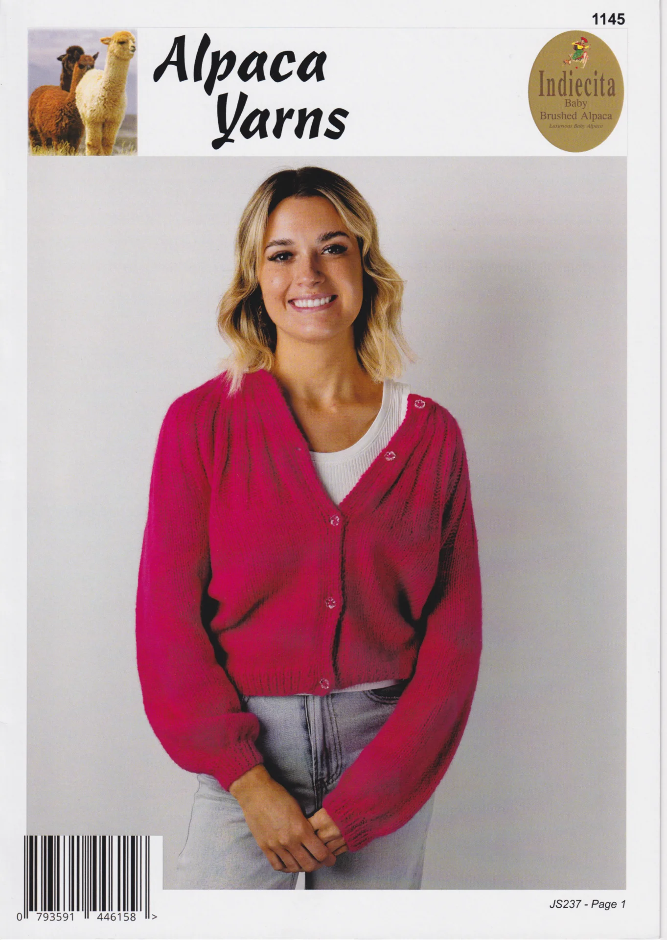 Alpaca Yarns Pattern 1145 Baby Brushed 14 Ply Cardigan and Sweater