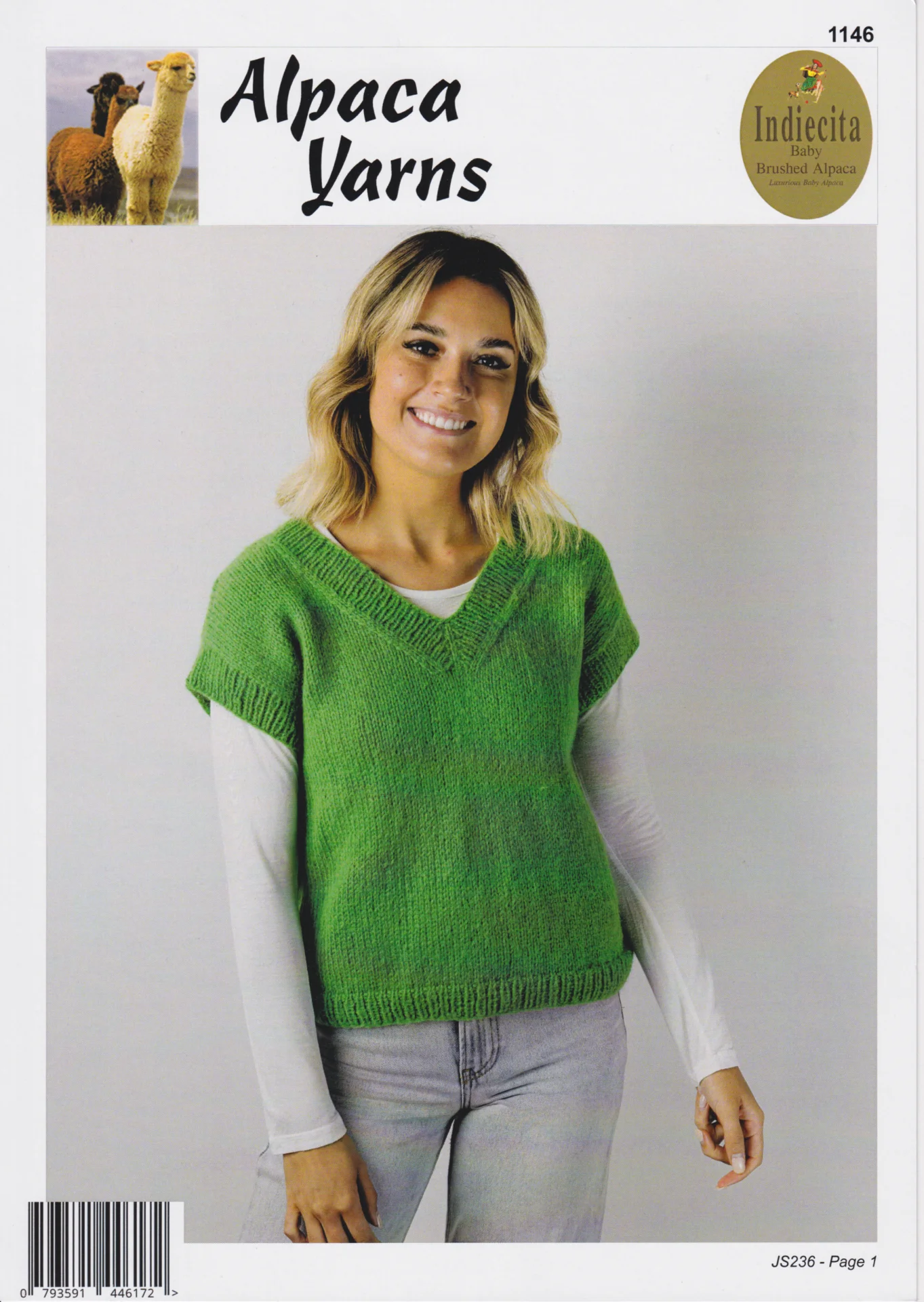 Alpaca Yarns Pattern 1146 Baby Brushed 14 Ply Vest
