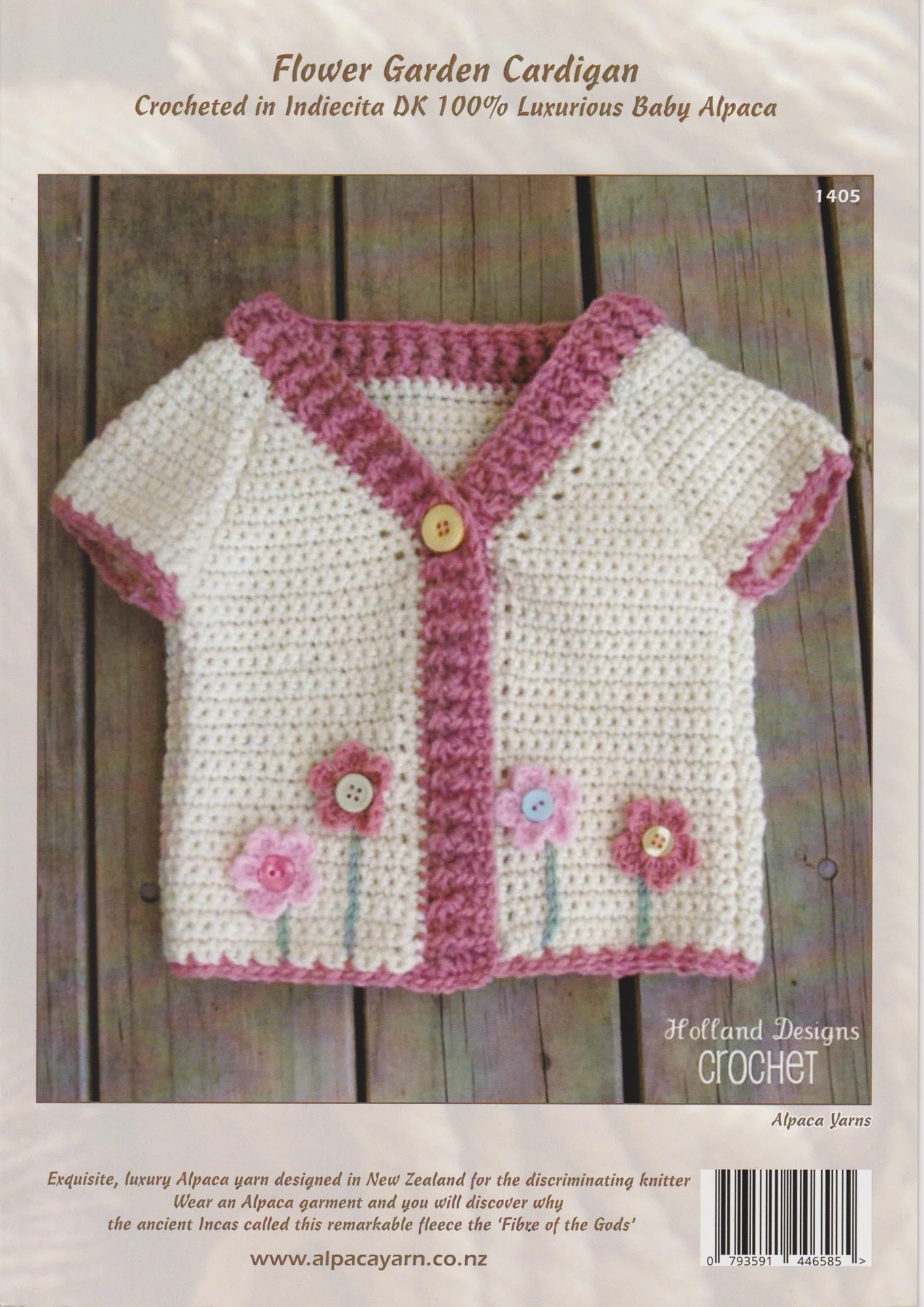 Alpaca Yarns Pattern 1405 Crochet Flower Garden Cardigan
