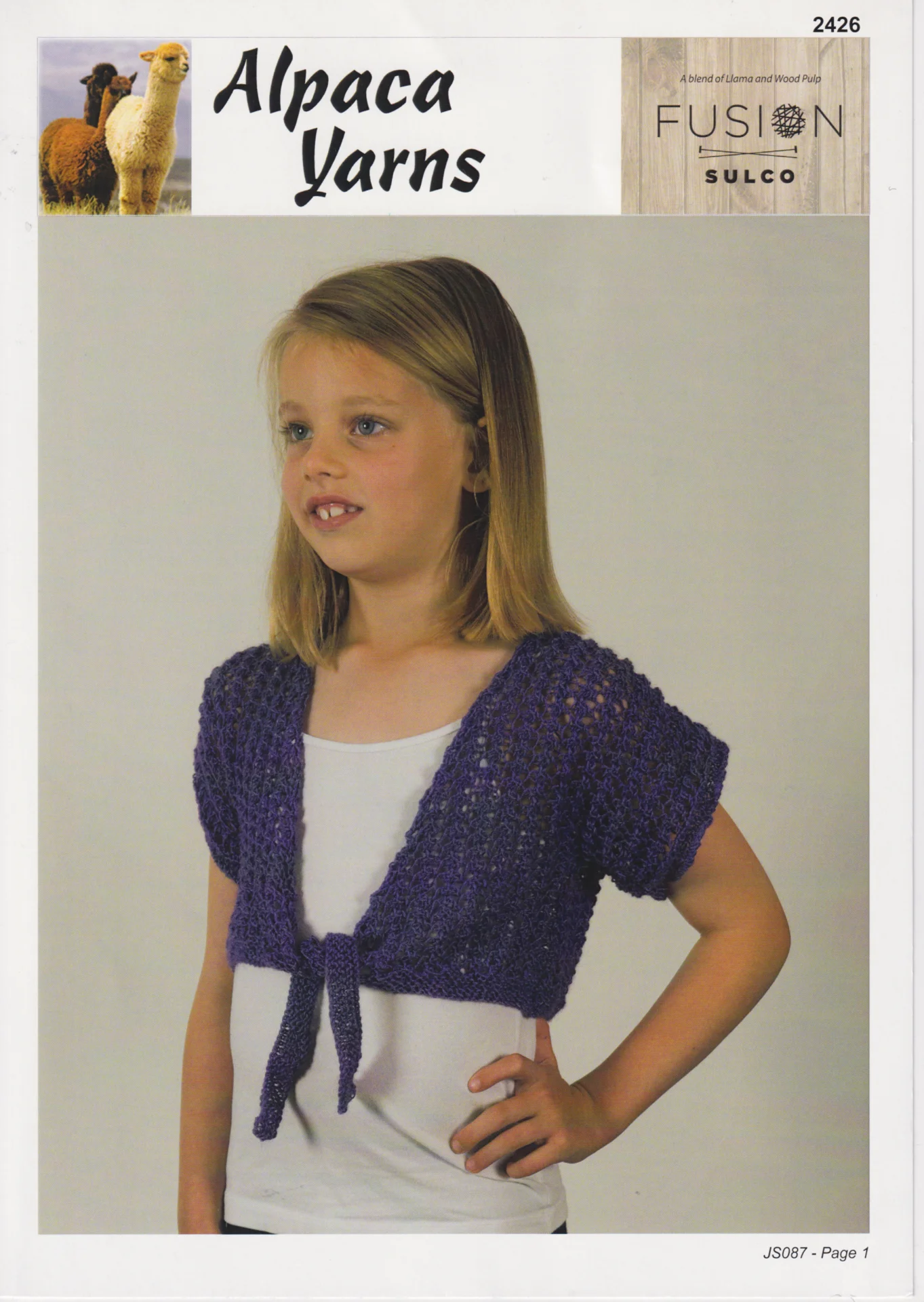 Alpaca Yarns Pattern 2426 Girls Fusion Shrug