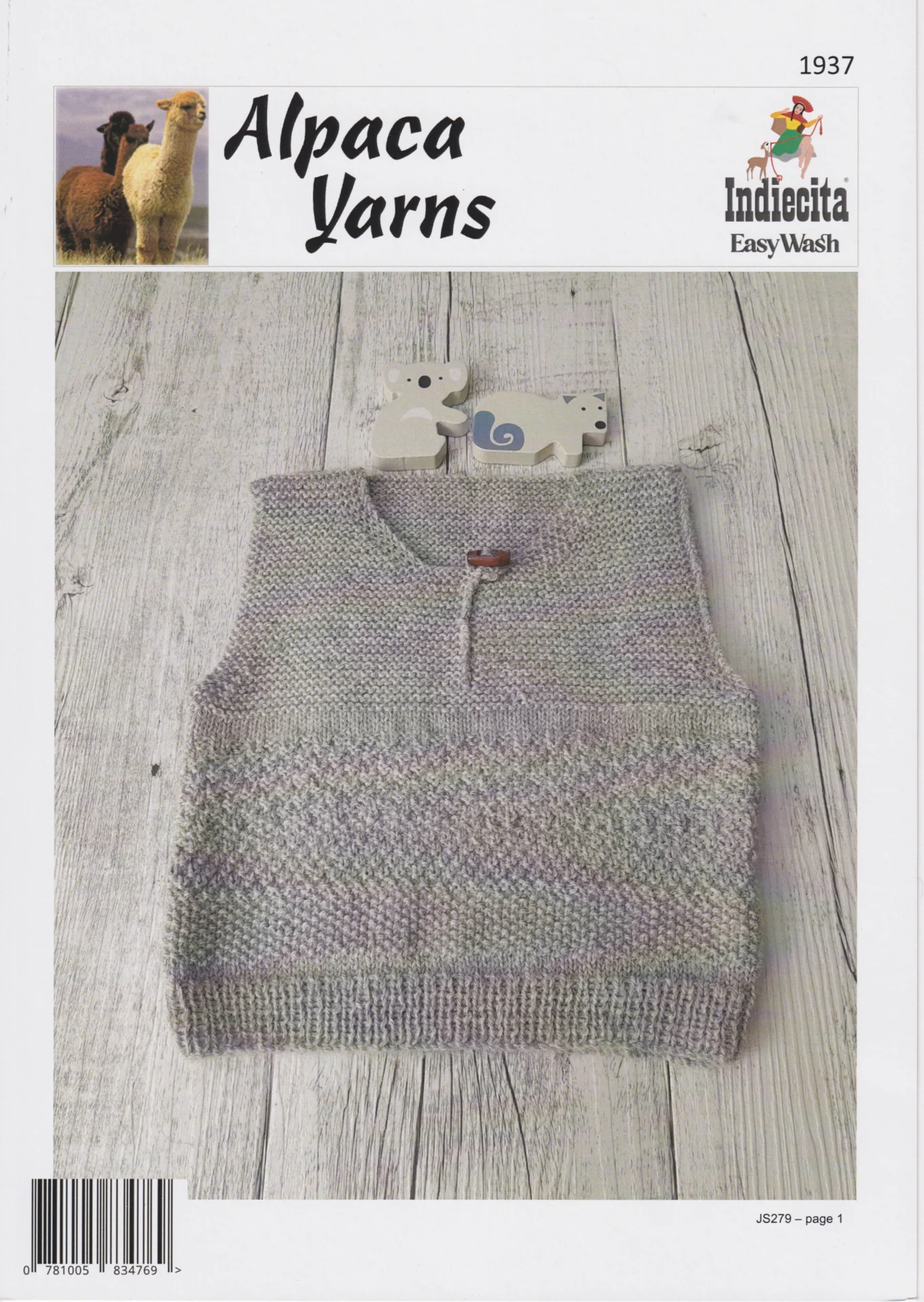 Alpaca Yarns Pattern 4 Ply 1937 Textured Vest