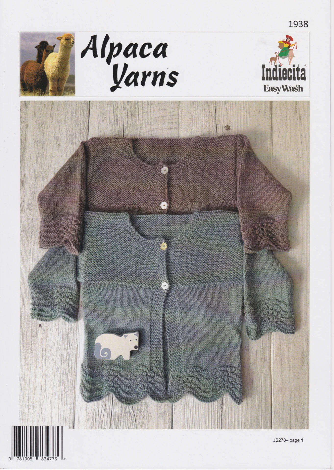 Alpaca Yarns Pattern 4 Ply 1938 Baby Cardigan