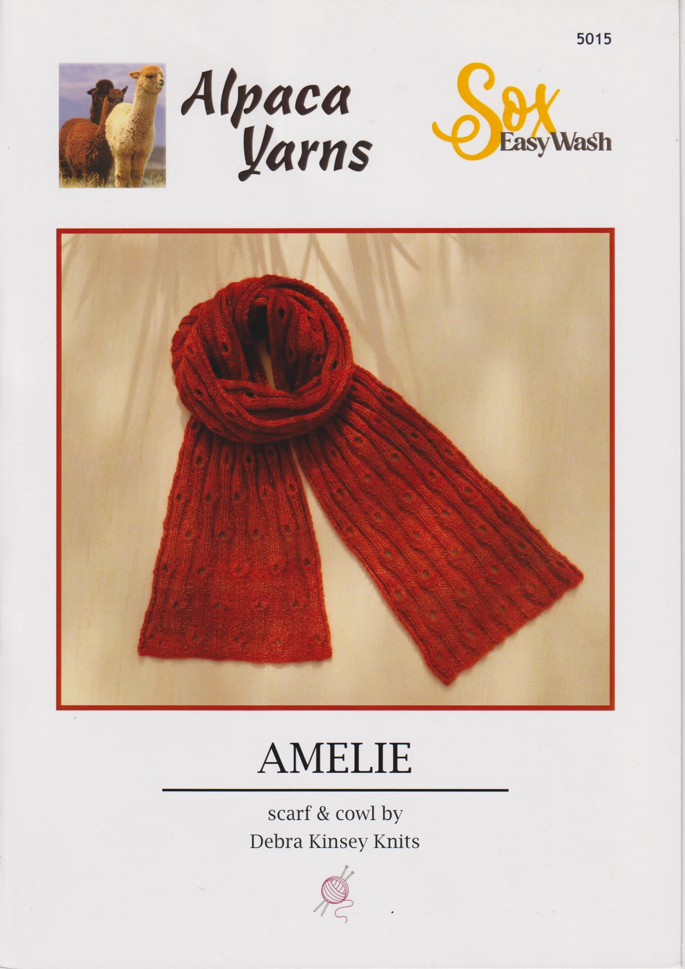 Alpaca Yarns Pattern 5015 Sox Amelie Scarf and Cowl 4 Ply