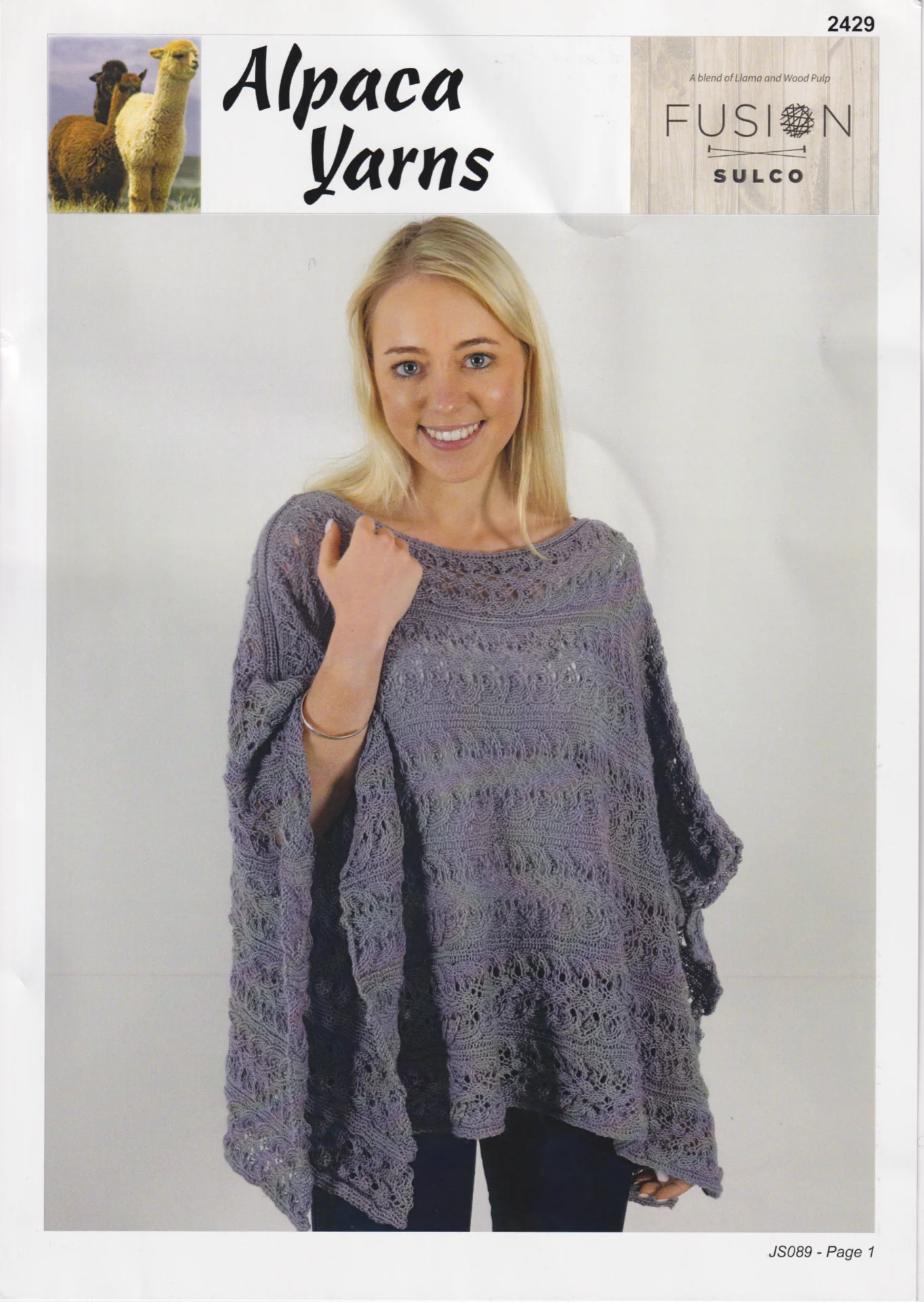 Alpaca Yarns Pattern Fusion Lace Poncho 2429