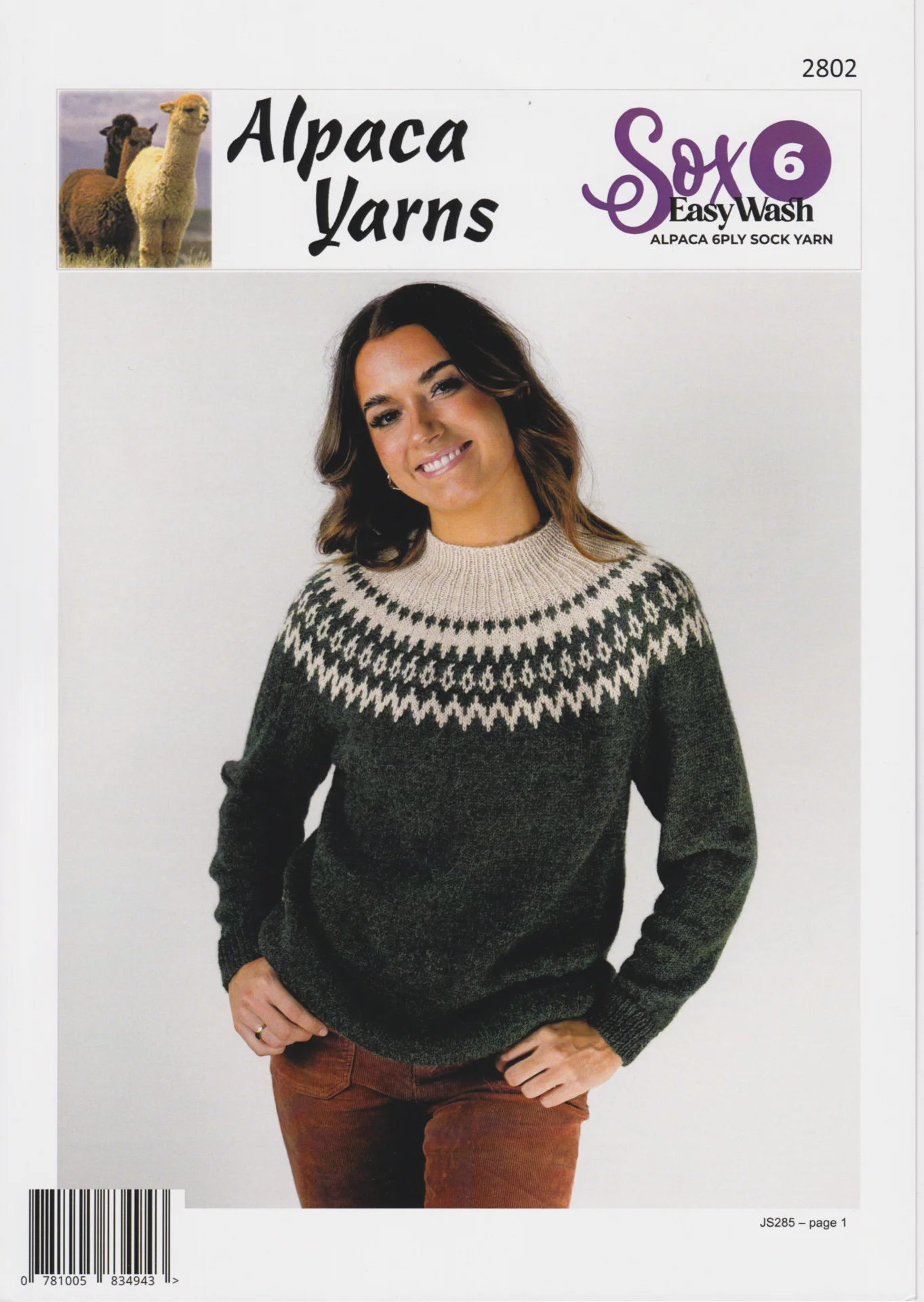 Alpaca Yarns Pattern Sox 6 2802 Fair Isle Jumper