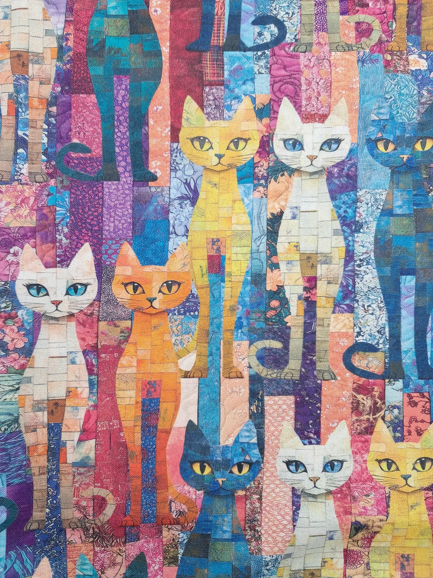 Animals Packed Quilt Cats Multi