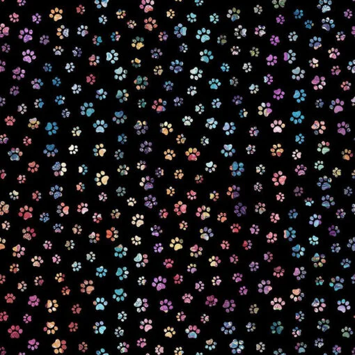Animals Paw Prints Black