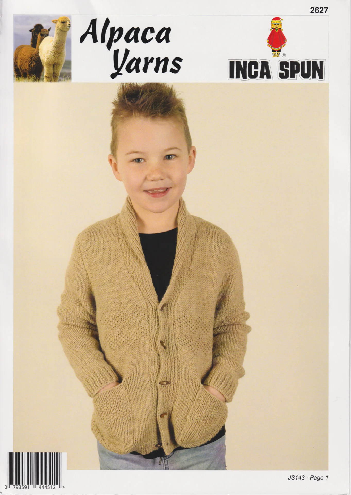 Ashford Yarn Pattern 2627 Boys Zig Zag Cardi