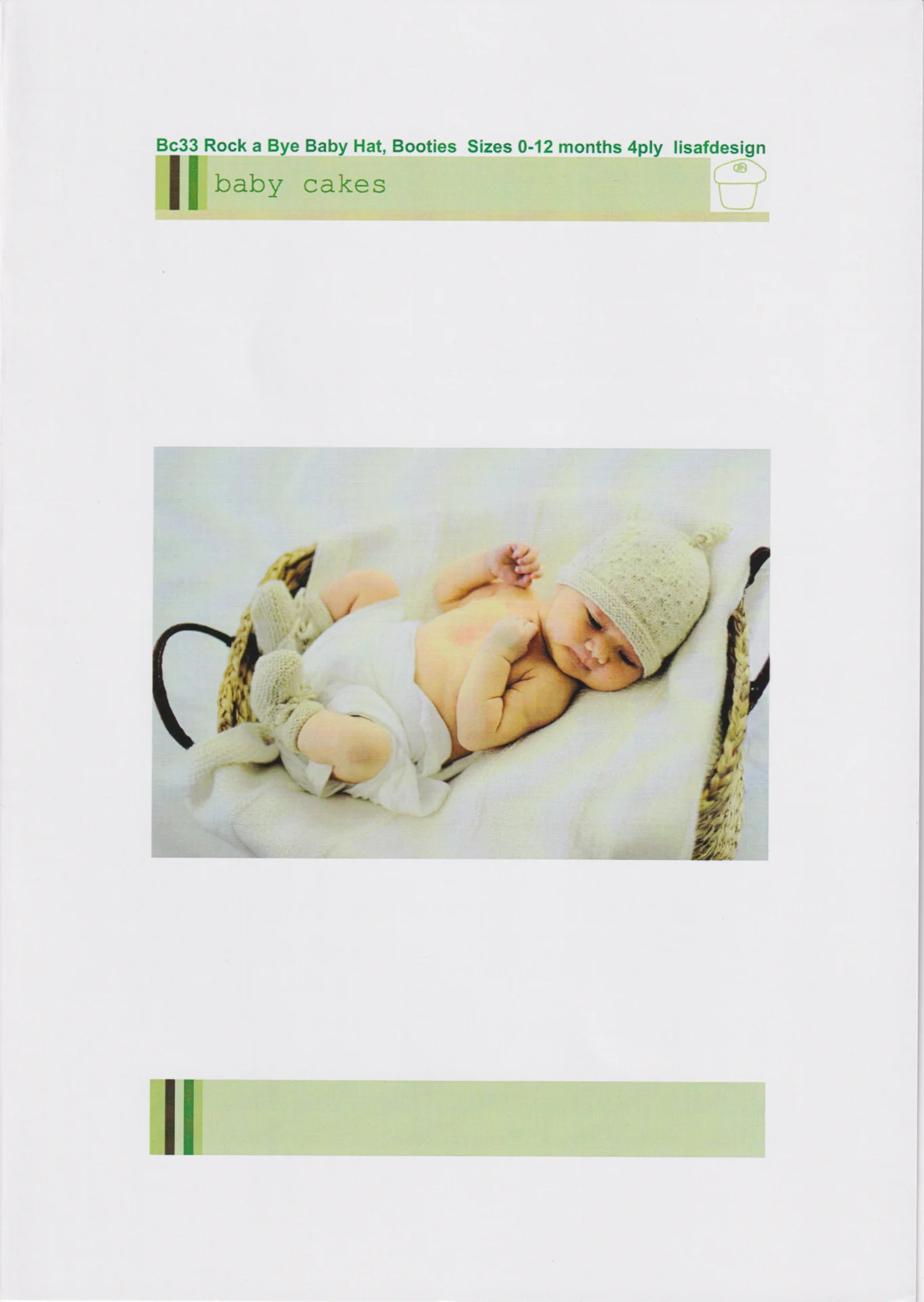 Baby Cakes 33 Rock A Bye Baby Hat and Booties