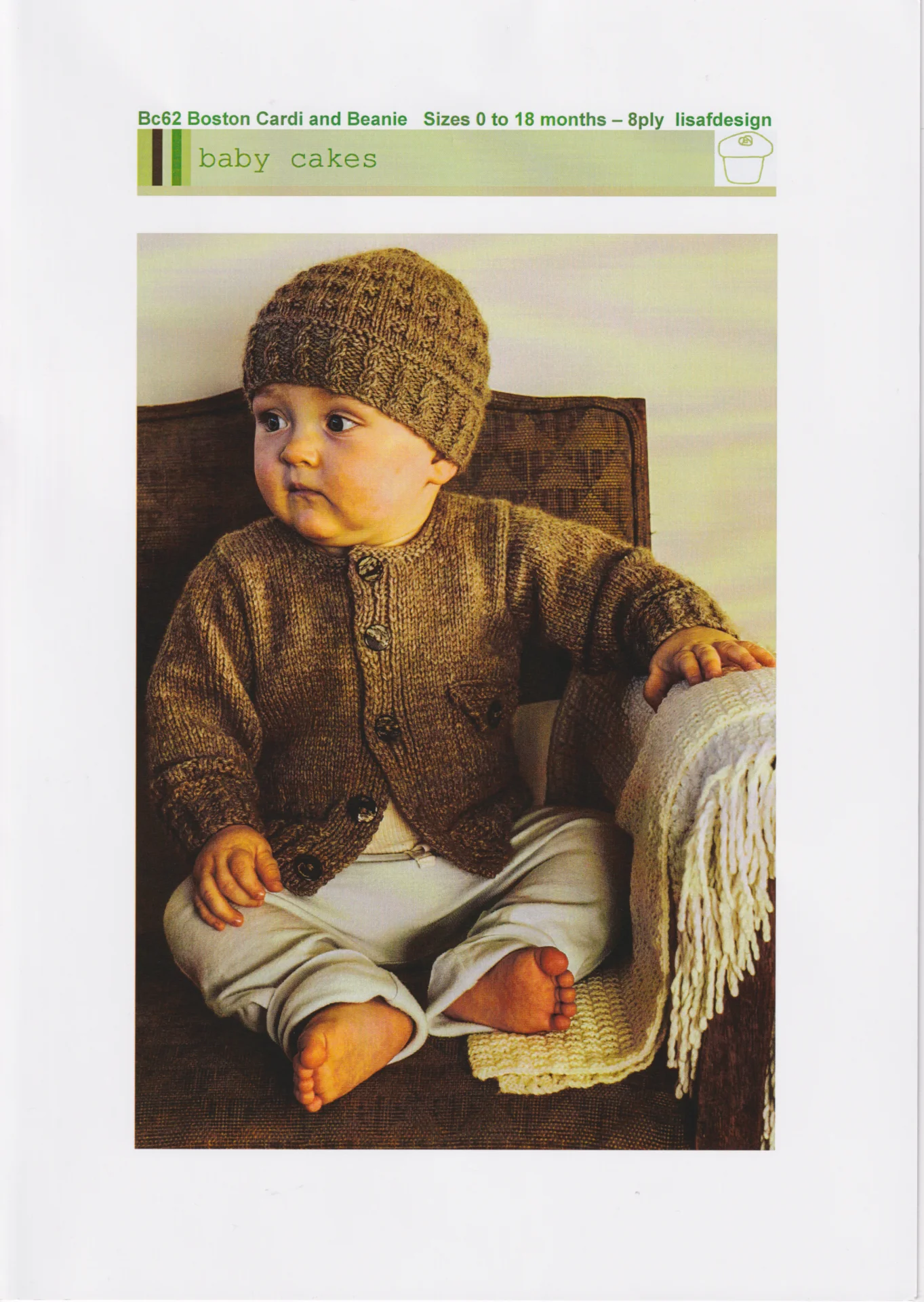 Baby Cakes 62 Boston Cardi and Beanie
