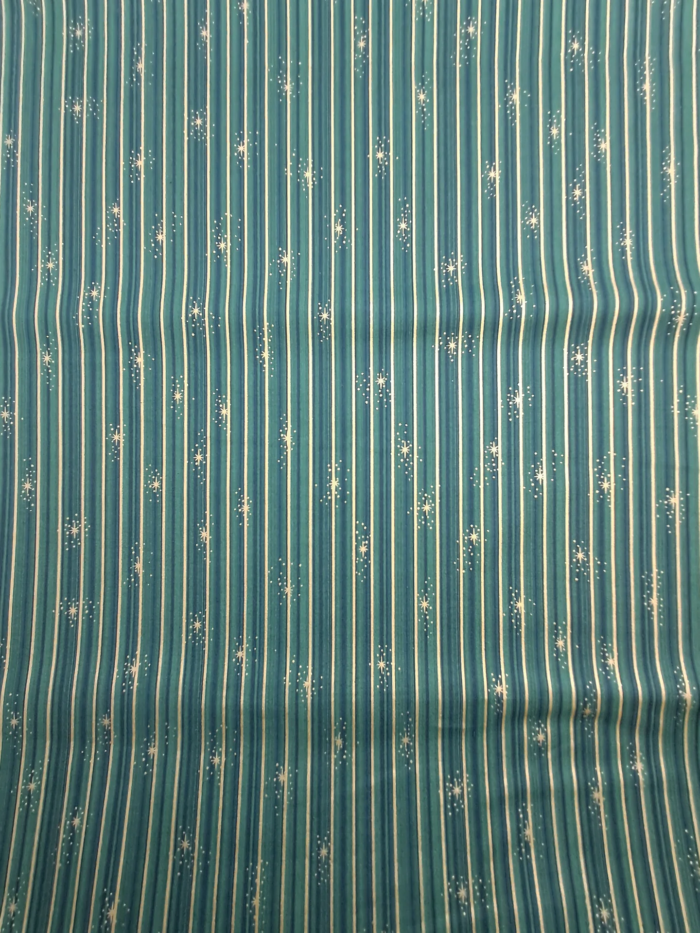 Christmas Stripes Green Gold Metallic