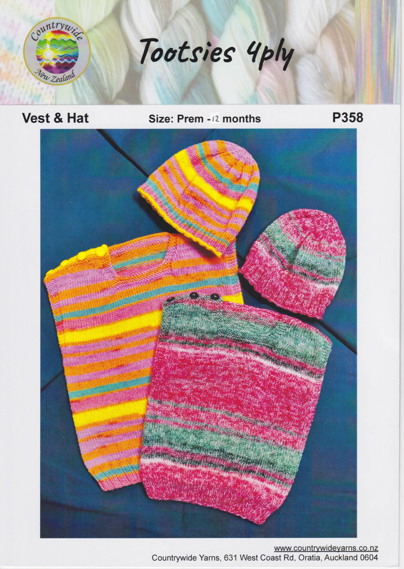 Countrywide Pattern 358 Tootsies 4 Ply Vest and Hat