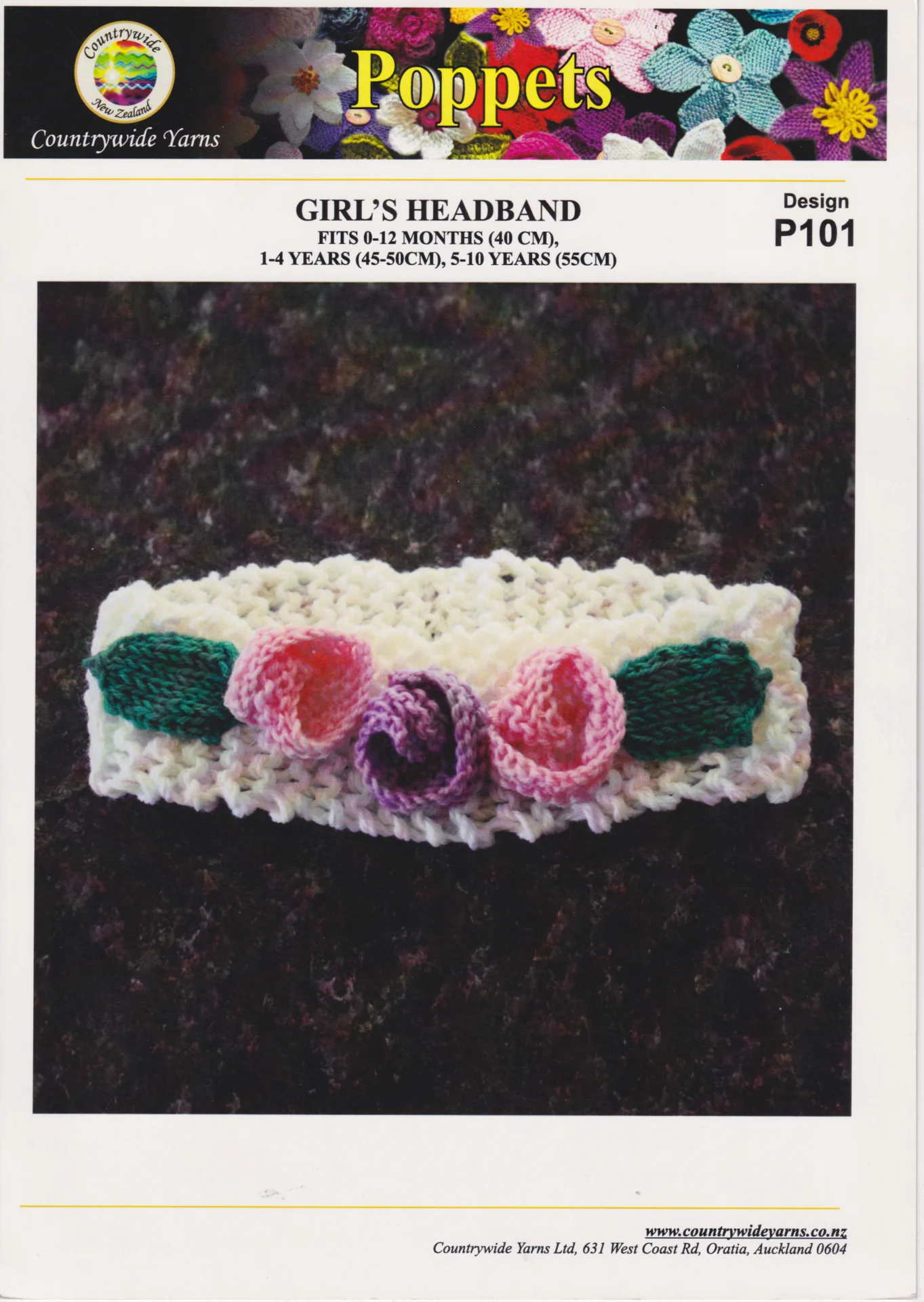 Countrywide Pattern P101 Poppets Headband 4 Ply