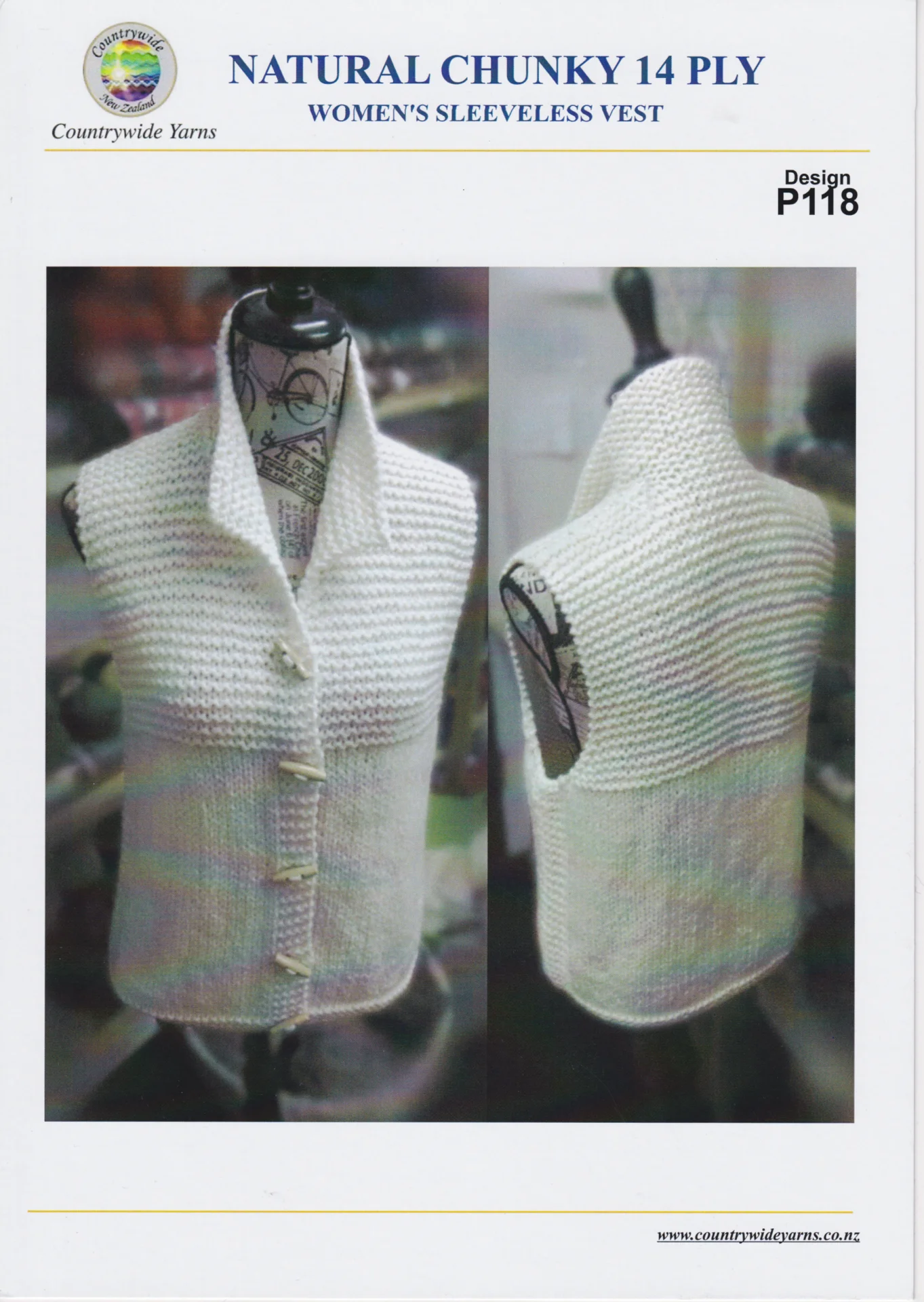 Countrywide Pattern P118 Women's Sleeveless Vest 14 Ply