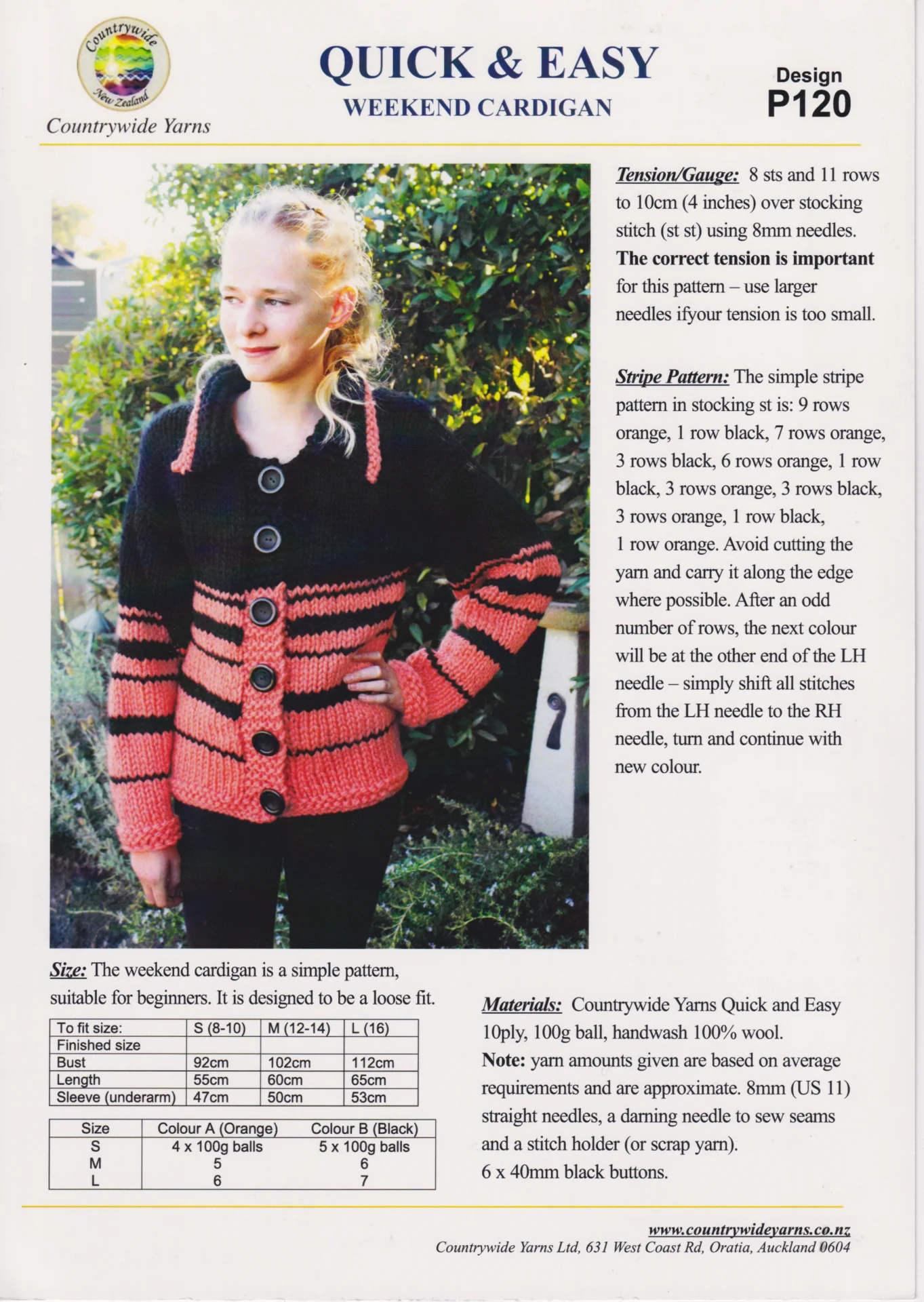 Countrywide Pattern P120 Quick N Easy Cardigan