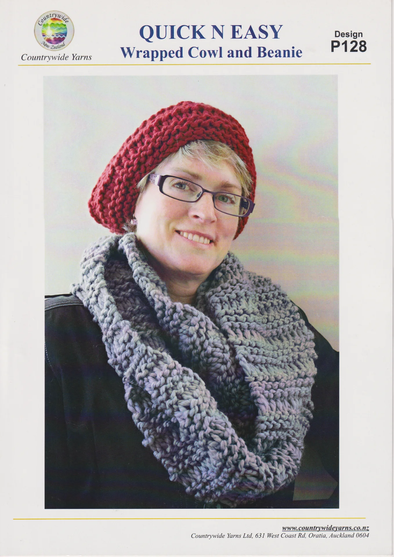Countrywide Pattern P128 Wrapped Cowl and Beanie