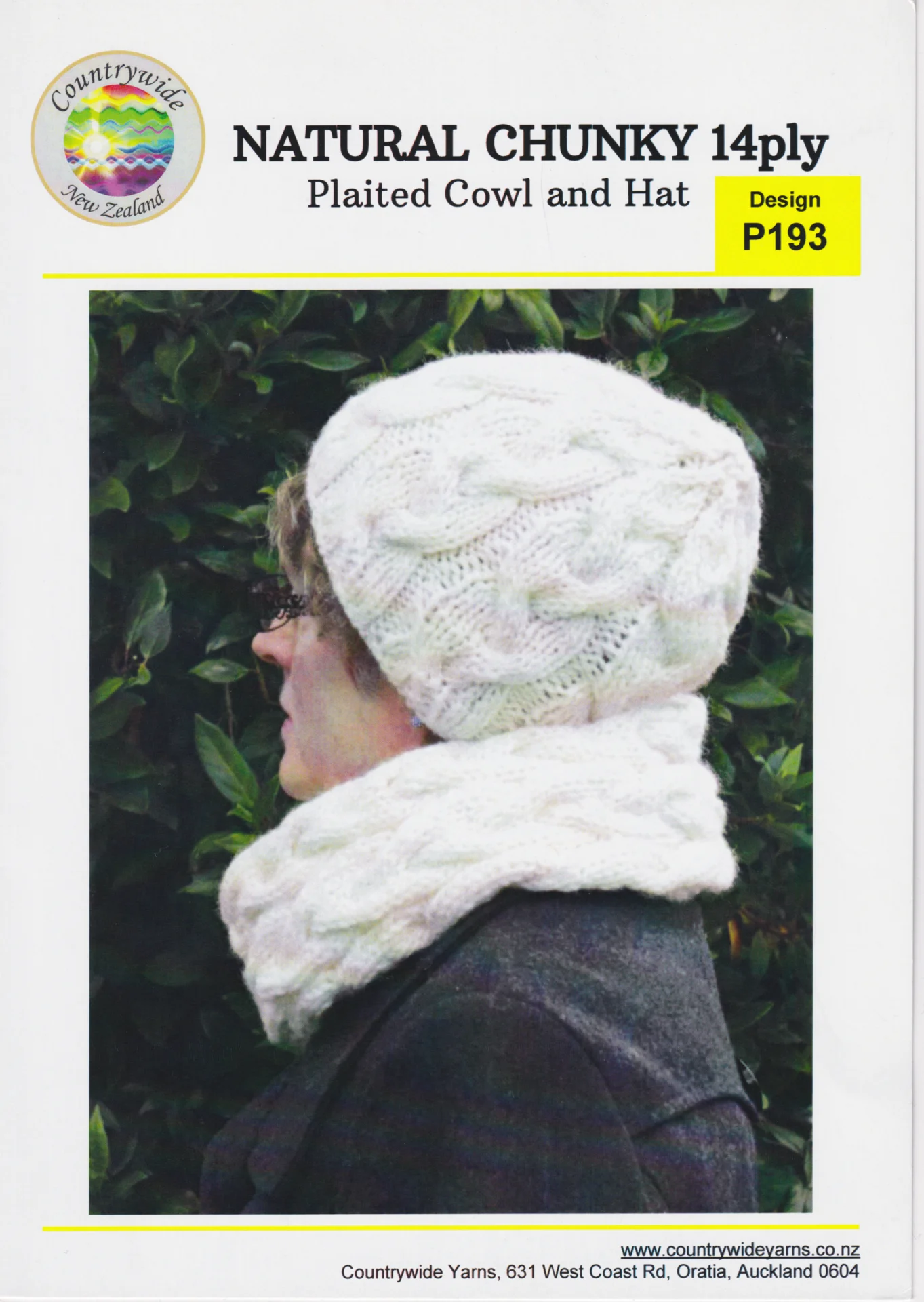 Countrywide Pattern P193 Natural Chunky 14 Ply Hat and Cowl