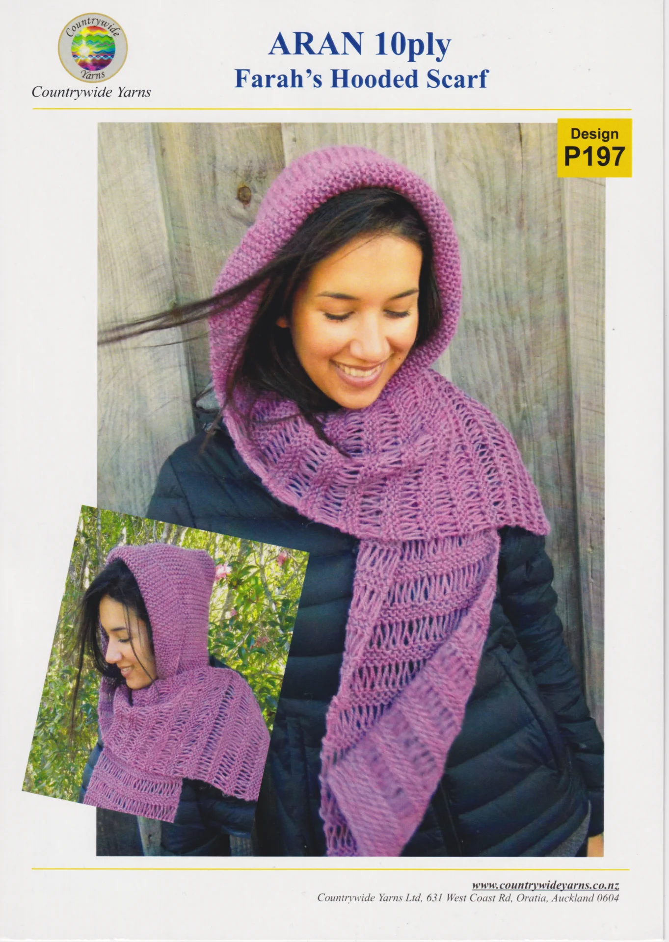 Countrywide Pattern P197 Aran 10 Ply Hooded Scarf