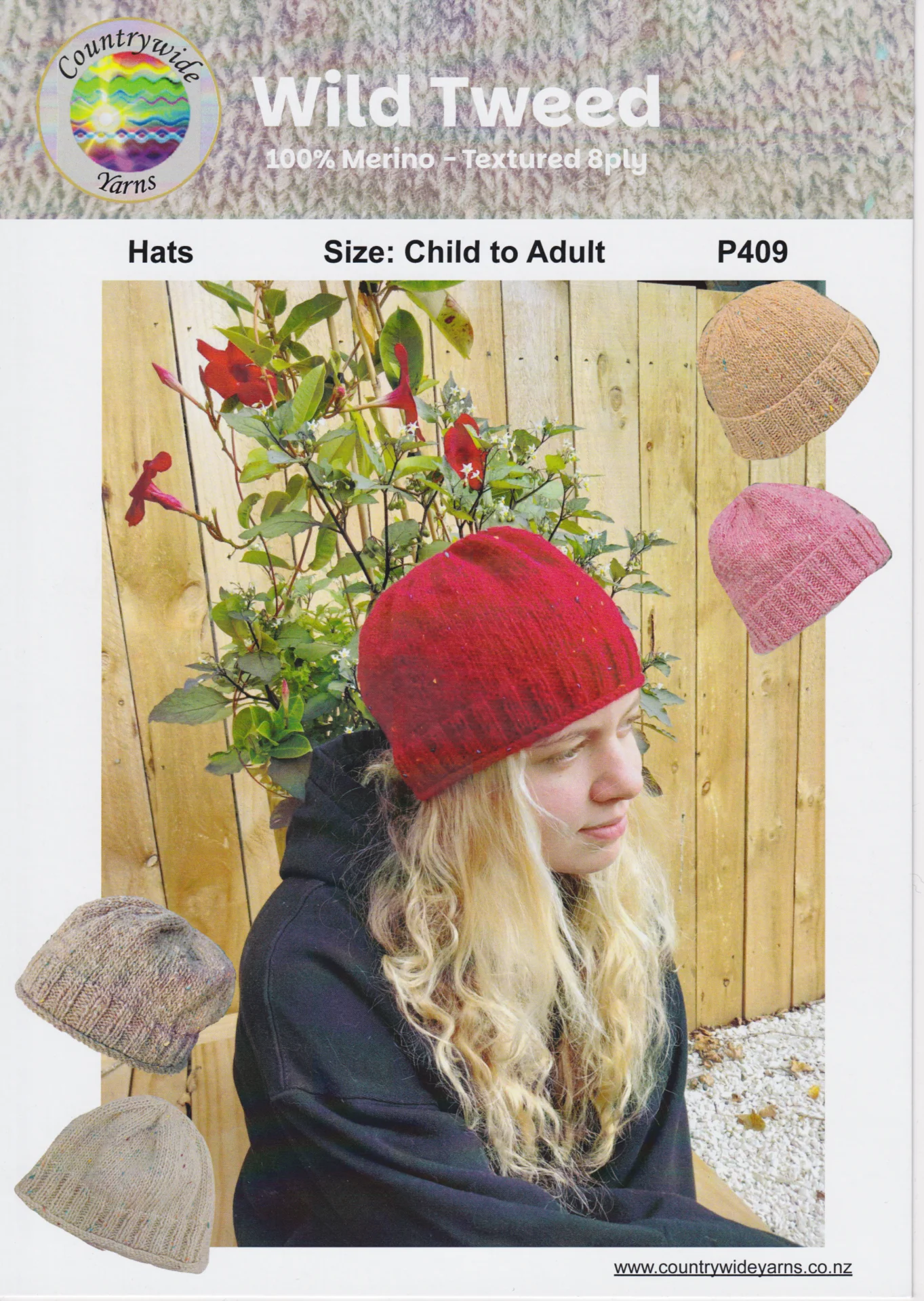 Countrywide Pattern P409 Wild Tweed Hat 8 Ply