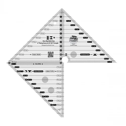 Cretative Grid Multi Size 6 Inch Flying Geese and 45/90 Degree Triangle