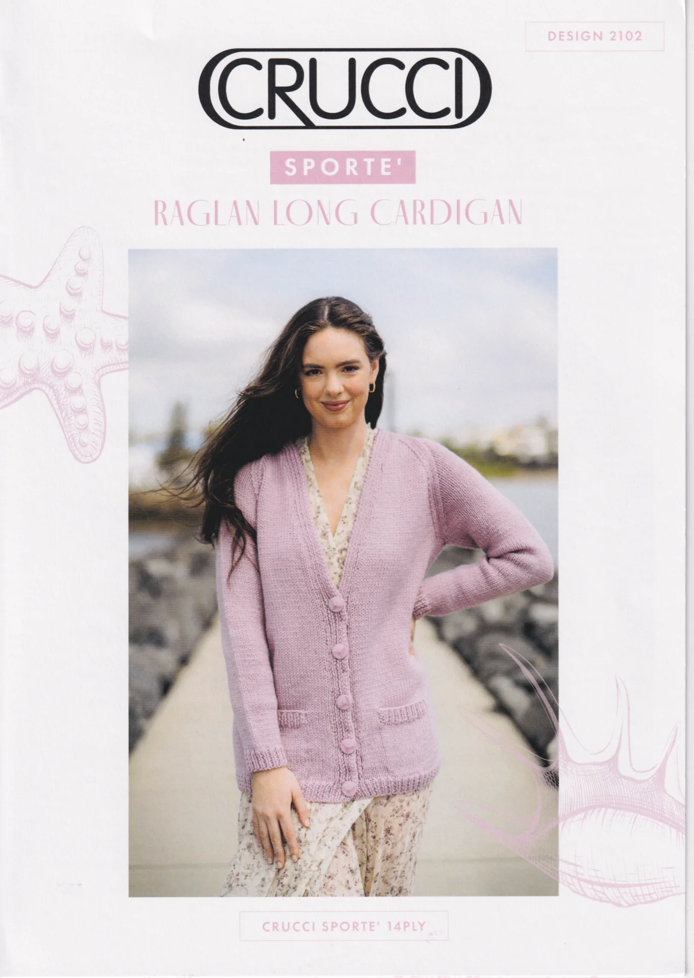 Crucci 2102 14 Ply Raglan Cardigan