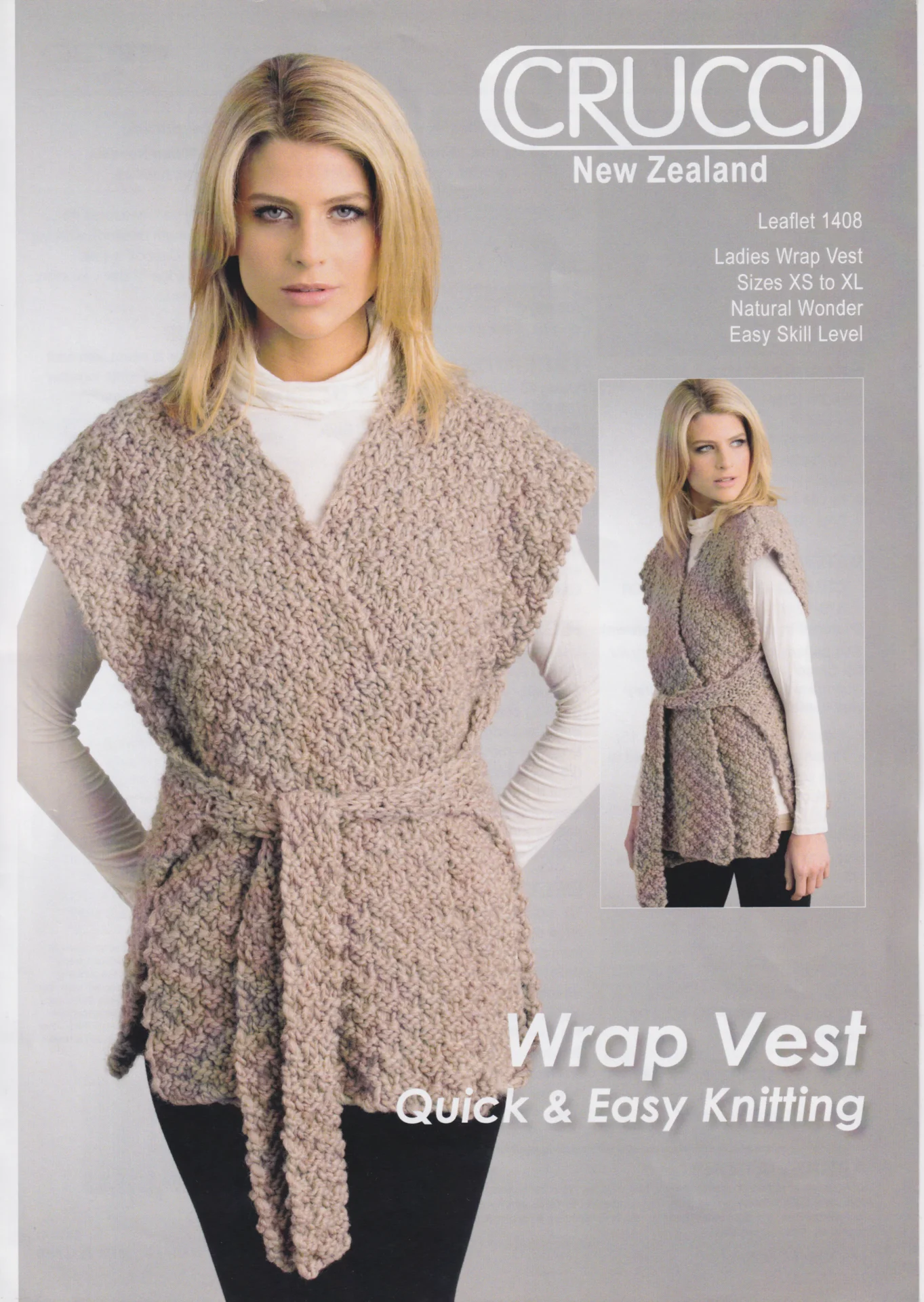 Crucci Pattern 1408 Ladies Wrap Vest Natural Wonder