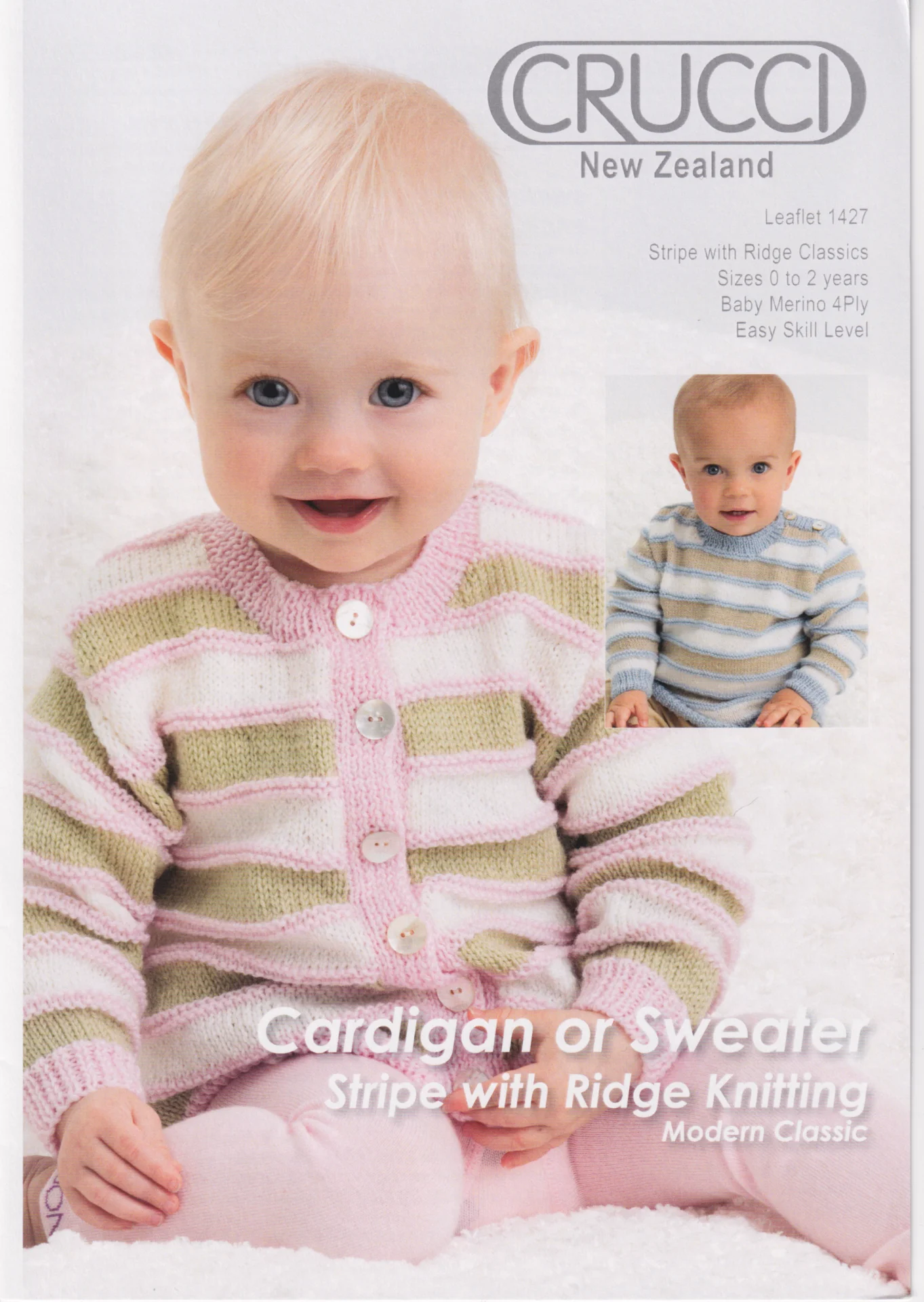 Crucci Pattern 1427 Striped 4 Ply Cardigan and Jumper