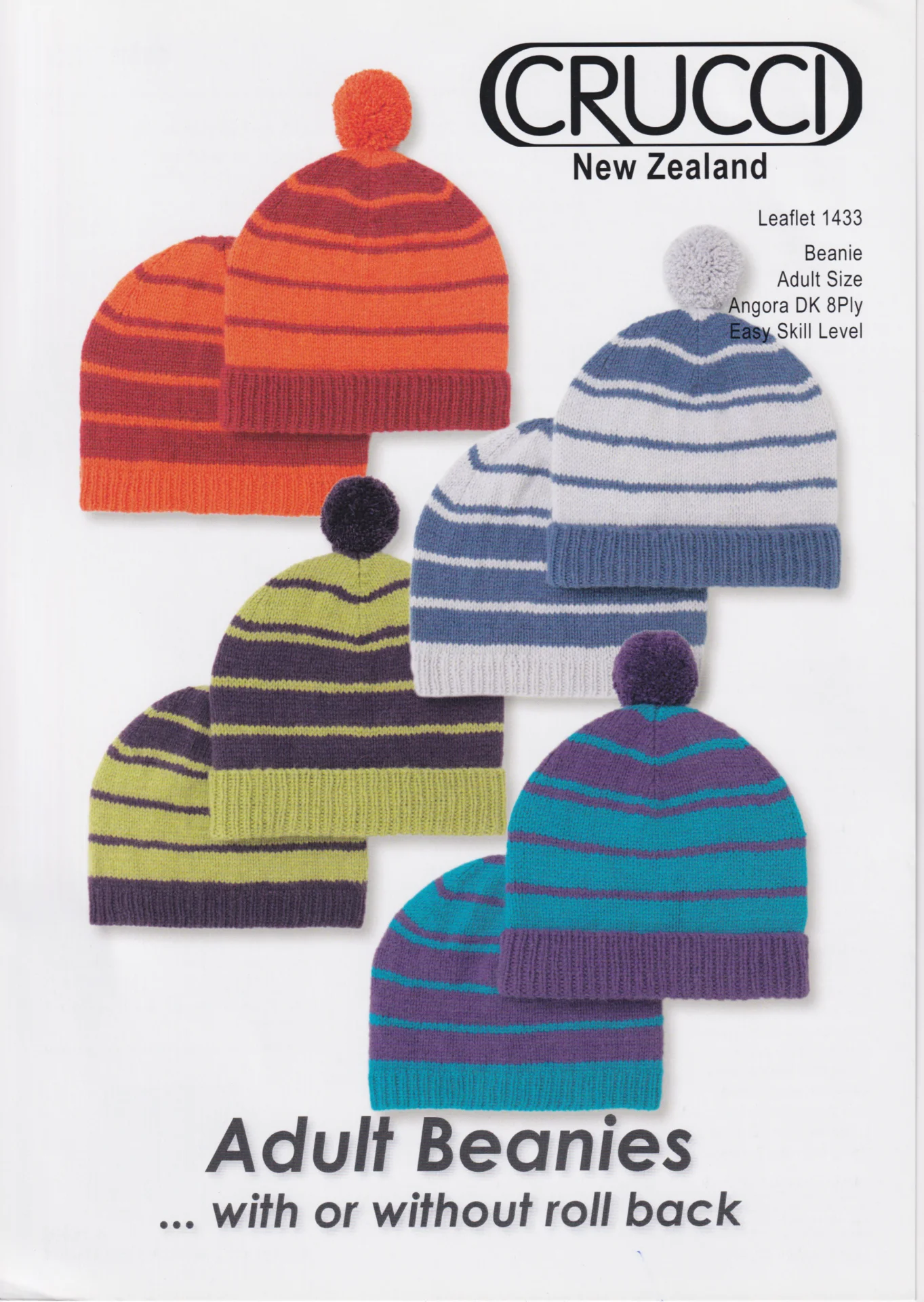 Crucci Pattern 1433 8 Ply Adult Beanies