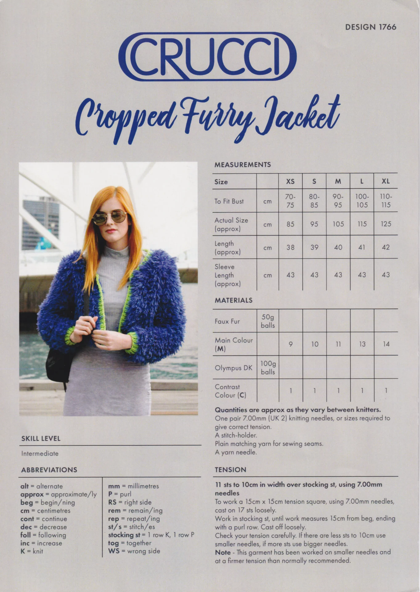 Crucci Pattern 1766 Furry Crop Jacket