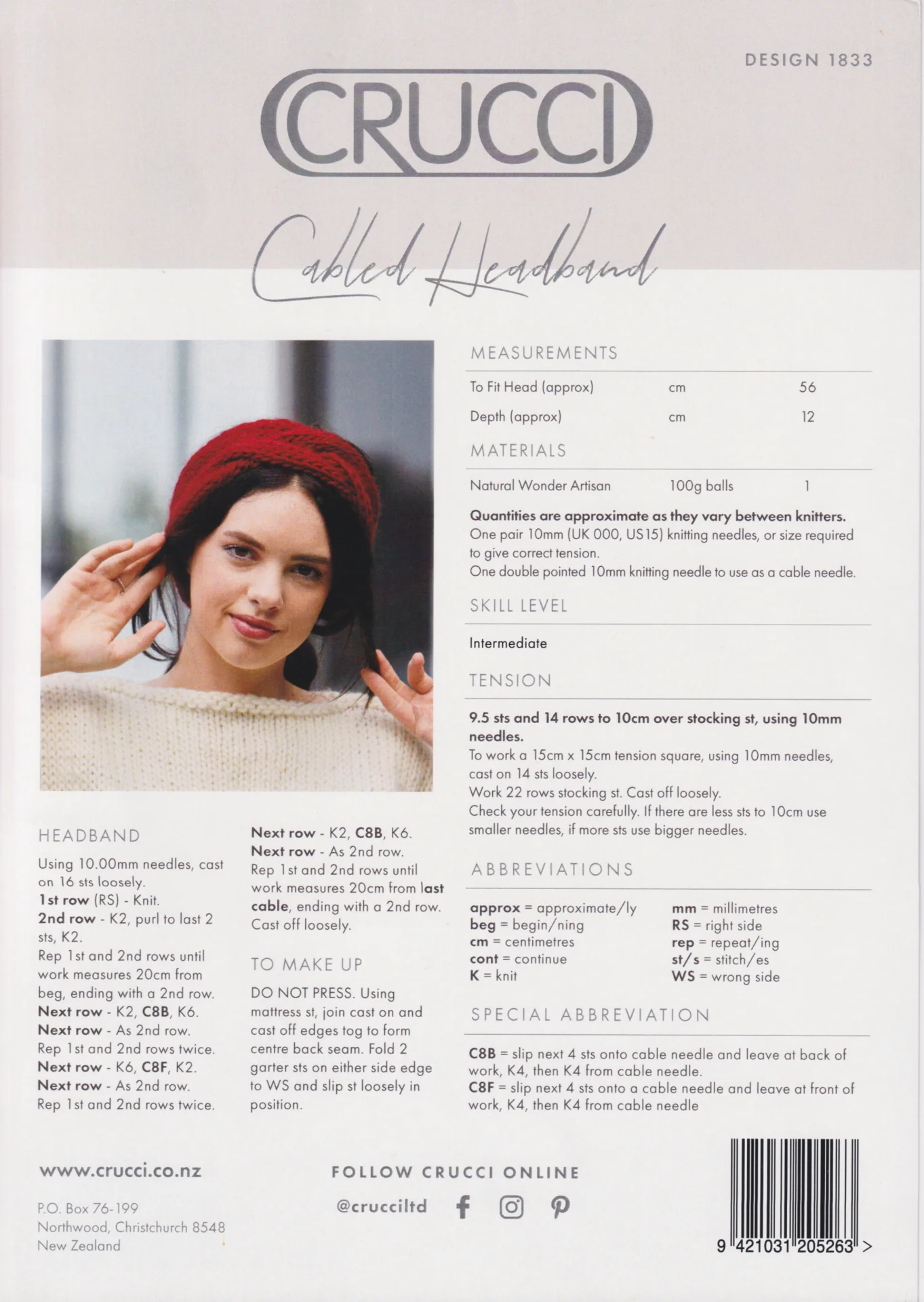 Crucci Pattern 1833 Artisan Headband