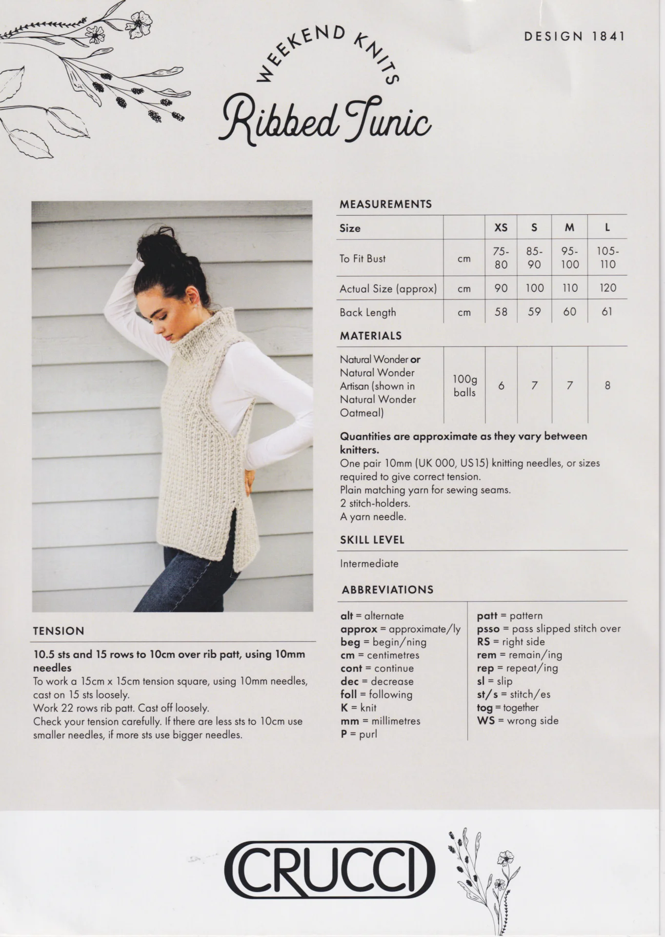 Crucci Pattern 1841 Natural Wonder Ribbed Tunic