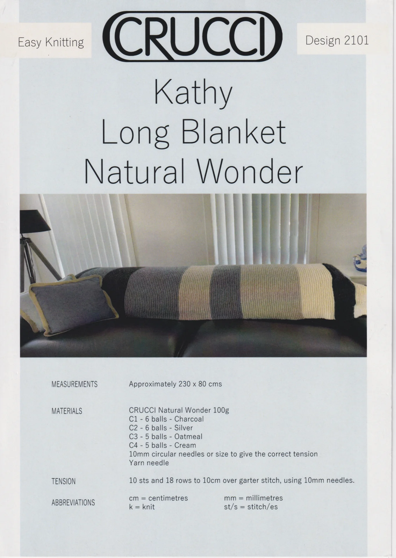 Crucci Pattern 2101 Long Blanket Natural Wonder