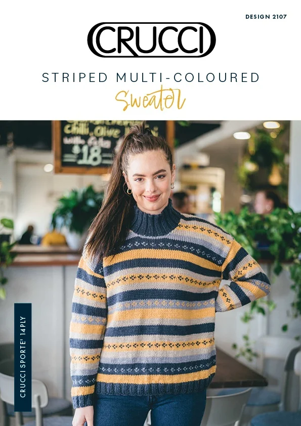 Crucci Pattern 2107 Striped Multi Coloured Jumper