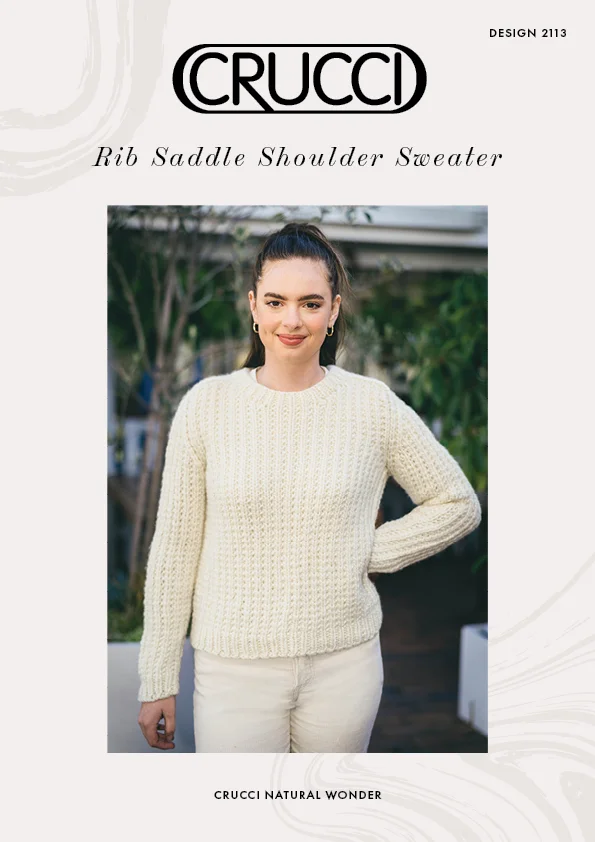 Crucci Pattern 2113 Rib Saddle Sweater Natural Wonder