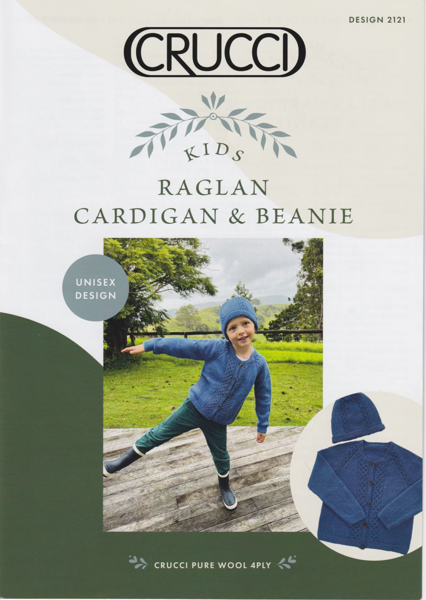 Crucci Pattern 2121 Kids Raglan Cardigan and Beanie
