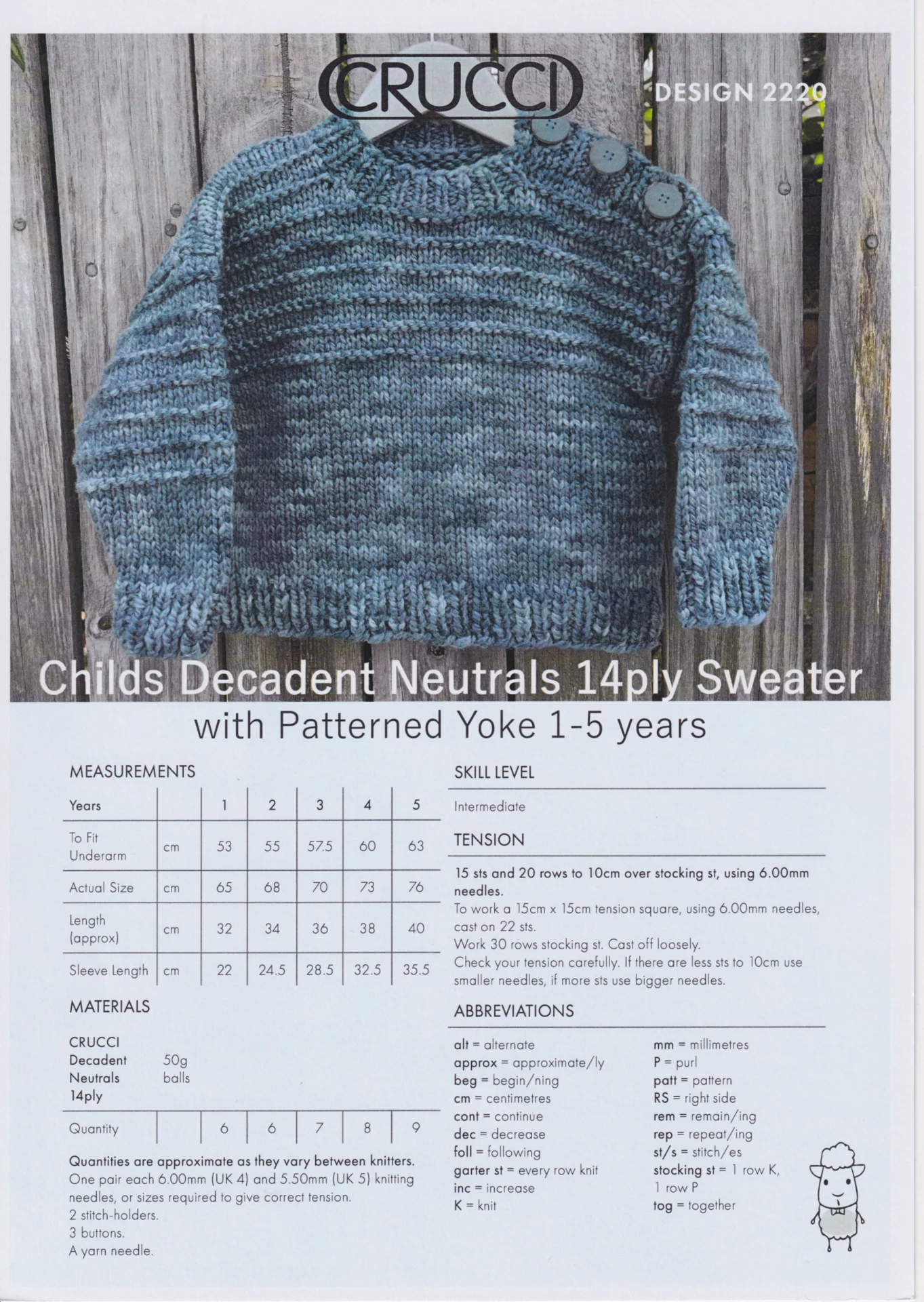 Crucci Pattern 2220 14 Ply Kids Swea
