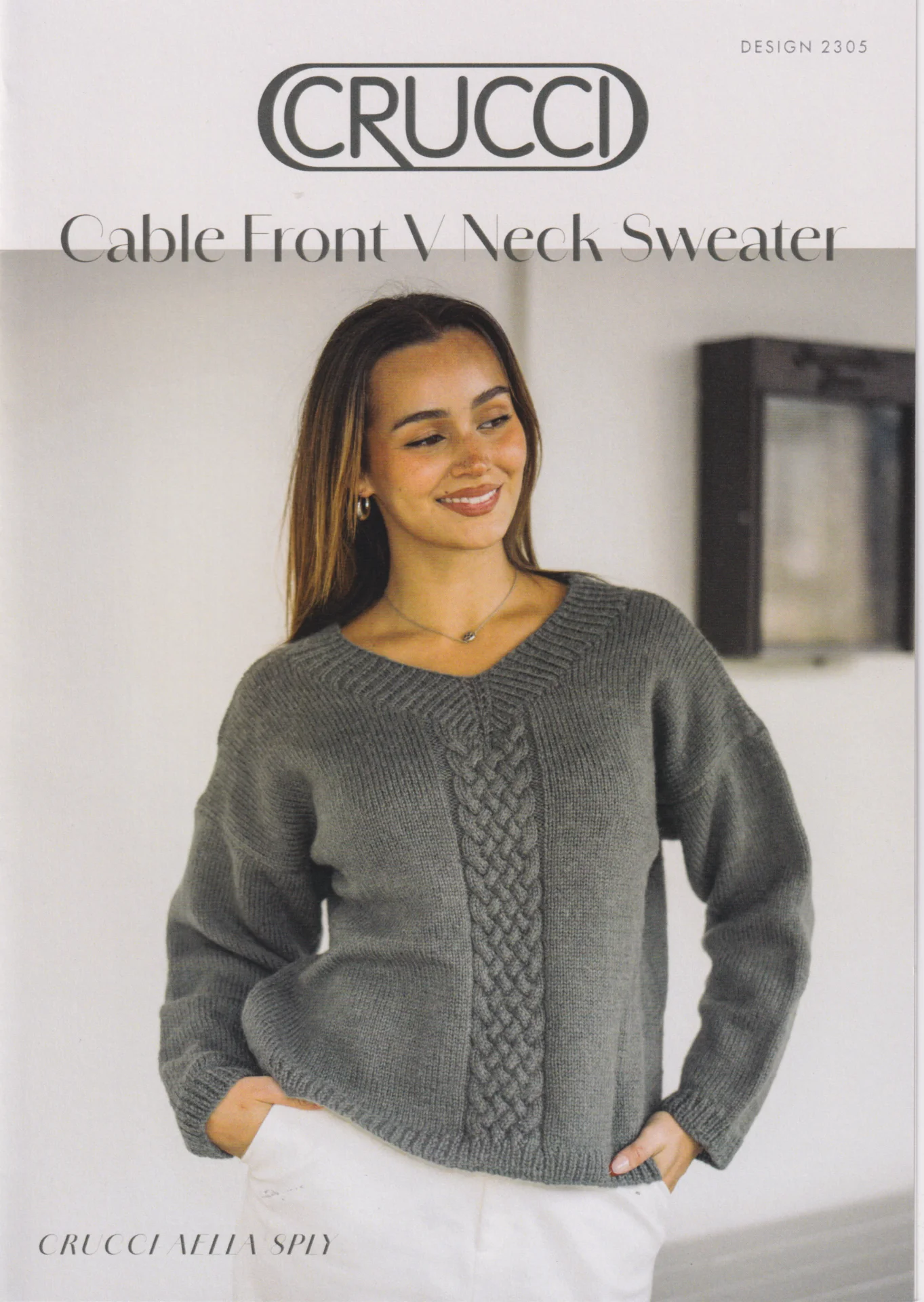 Crucci Pattern 2305 8 Ply V Neck Sweater