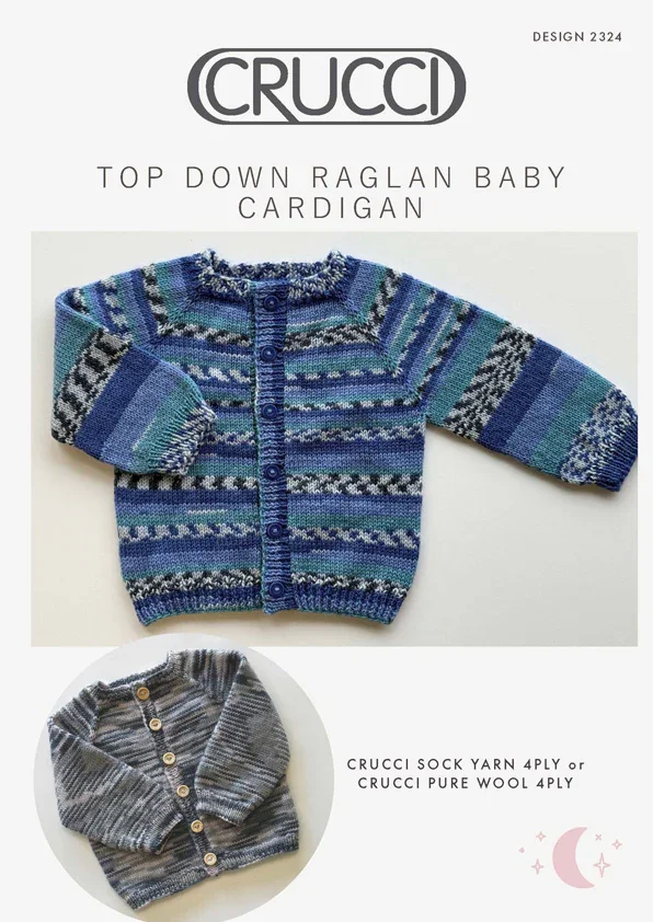 Crucci Pattern 2324 Raglan Baby Cardigan 4 Ply