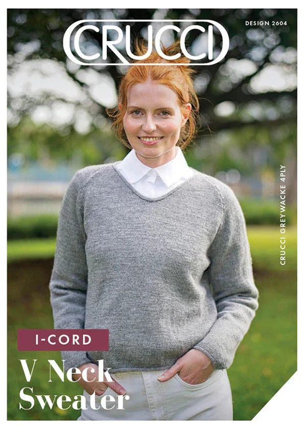 Crucci Pattern 2604 4 Ply I-Cord V-Neck Sweater