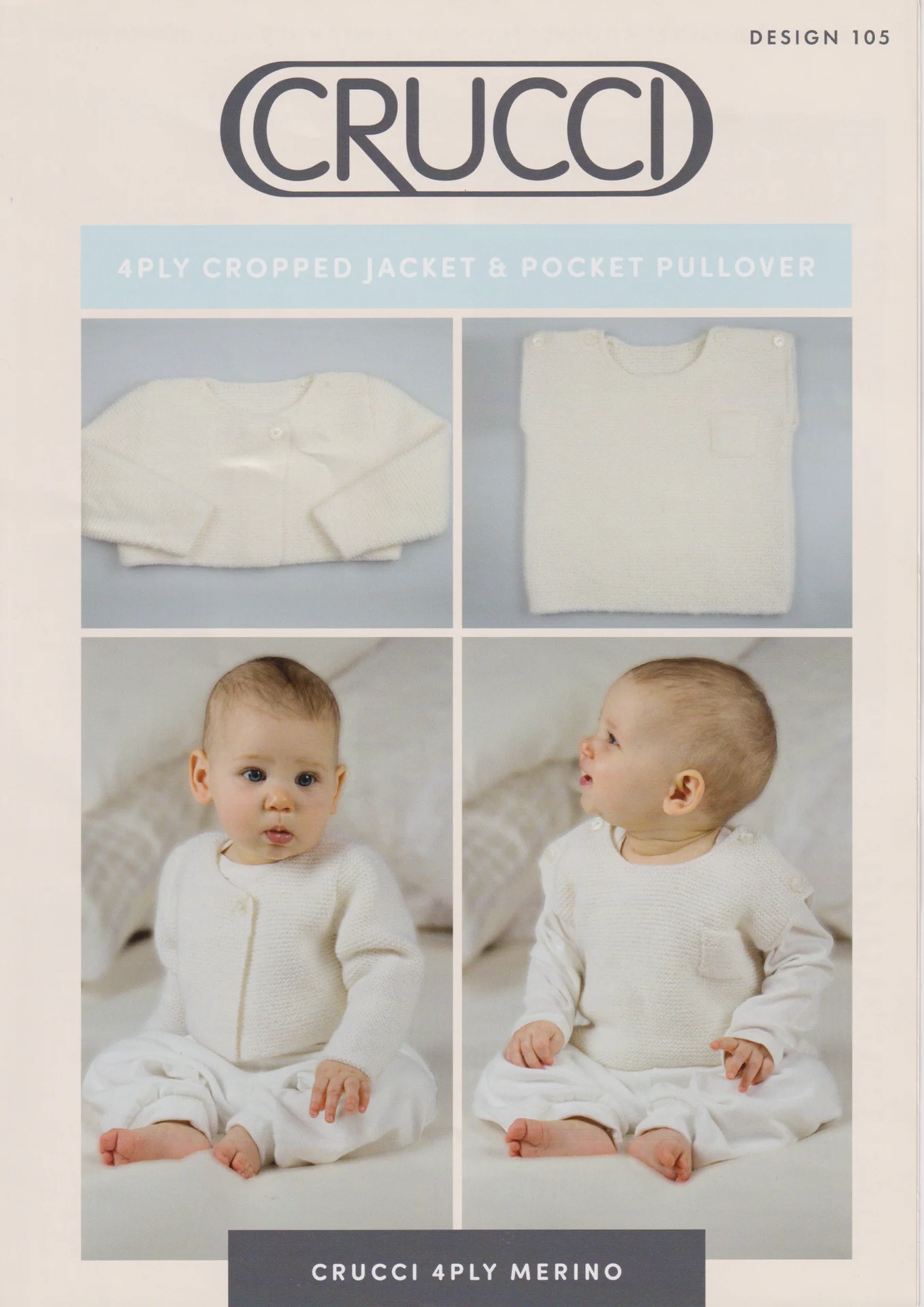 Crucci Pattern ILK 105 4 Ply Baby Cropped Jacket and Pocket Pullover