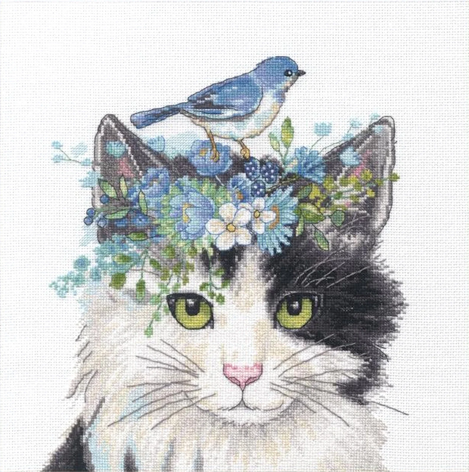 Dimensions Kit Cross Stitch Floral Crown Cat