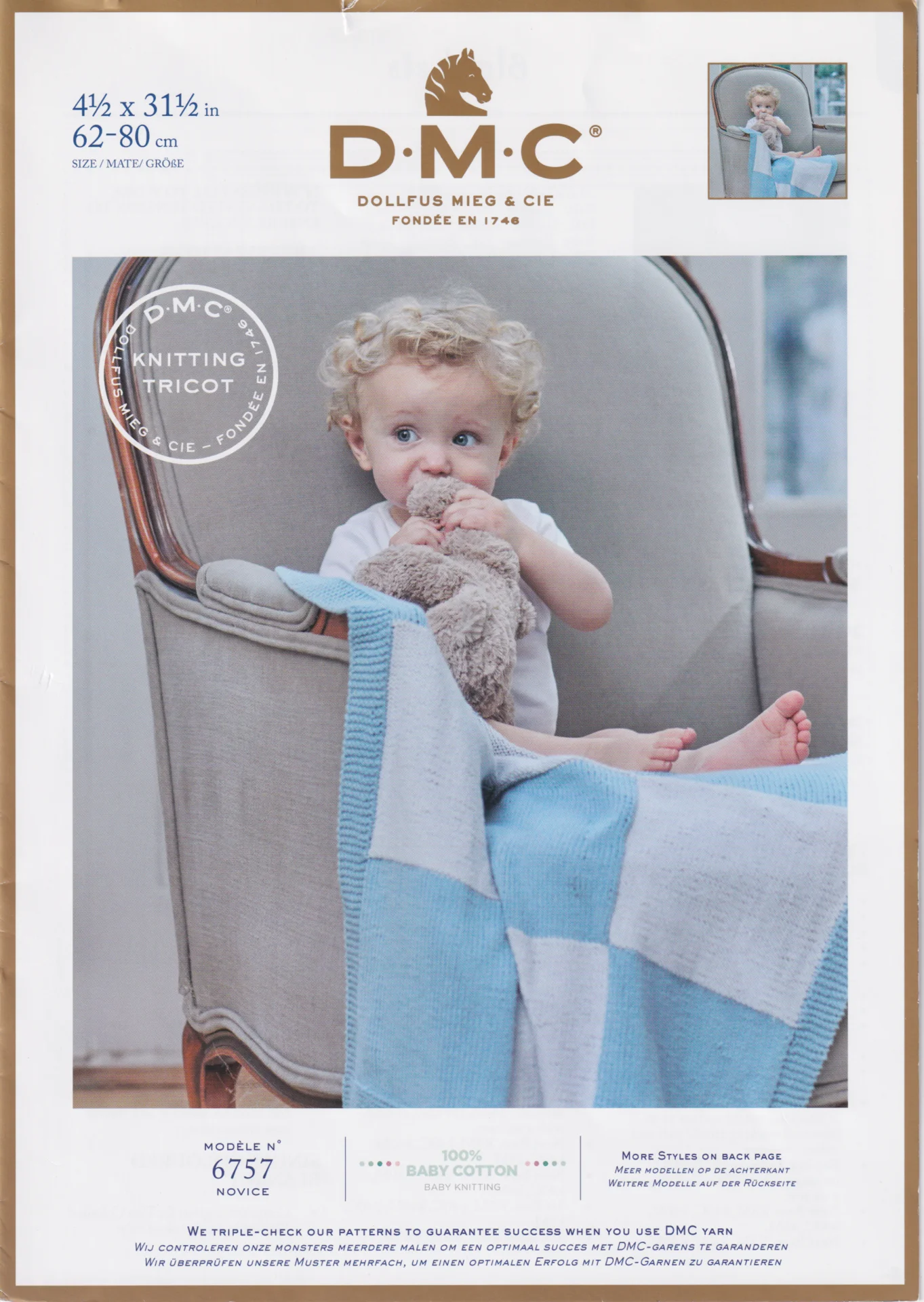 DMC Baby Cotton Blankets 8 Ply