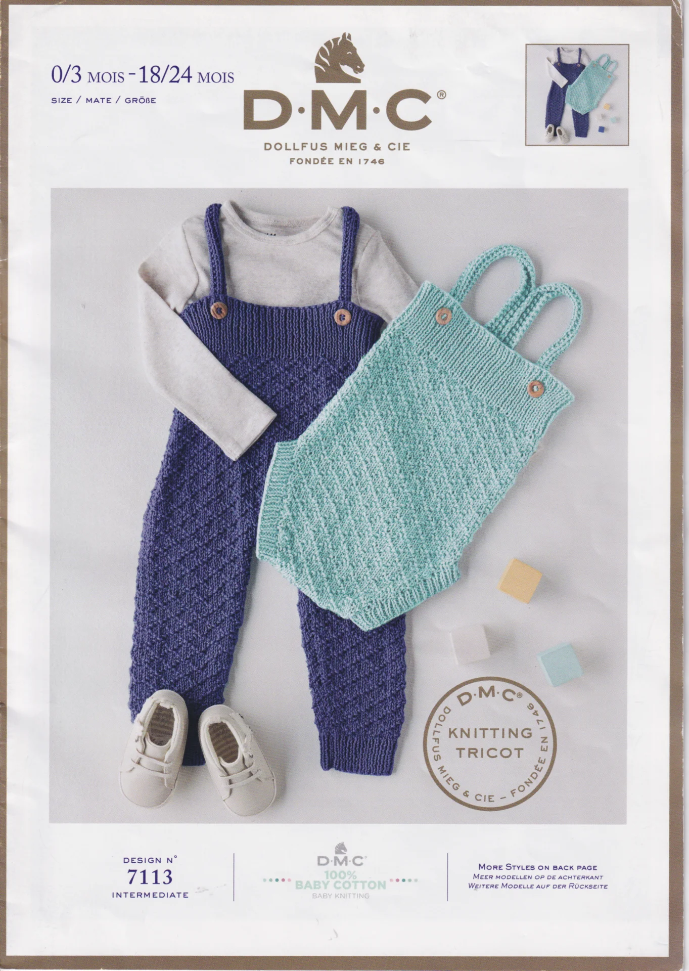 DMC Pattern Baby Cotton 7113 Dungarees