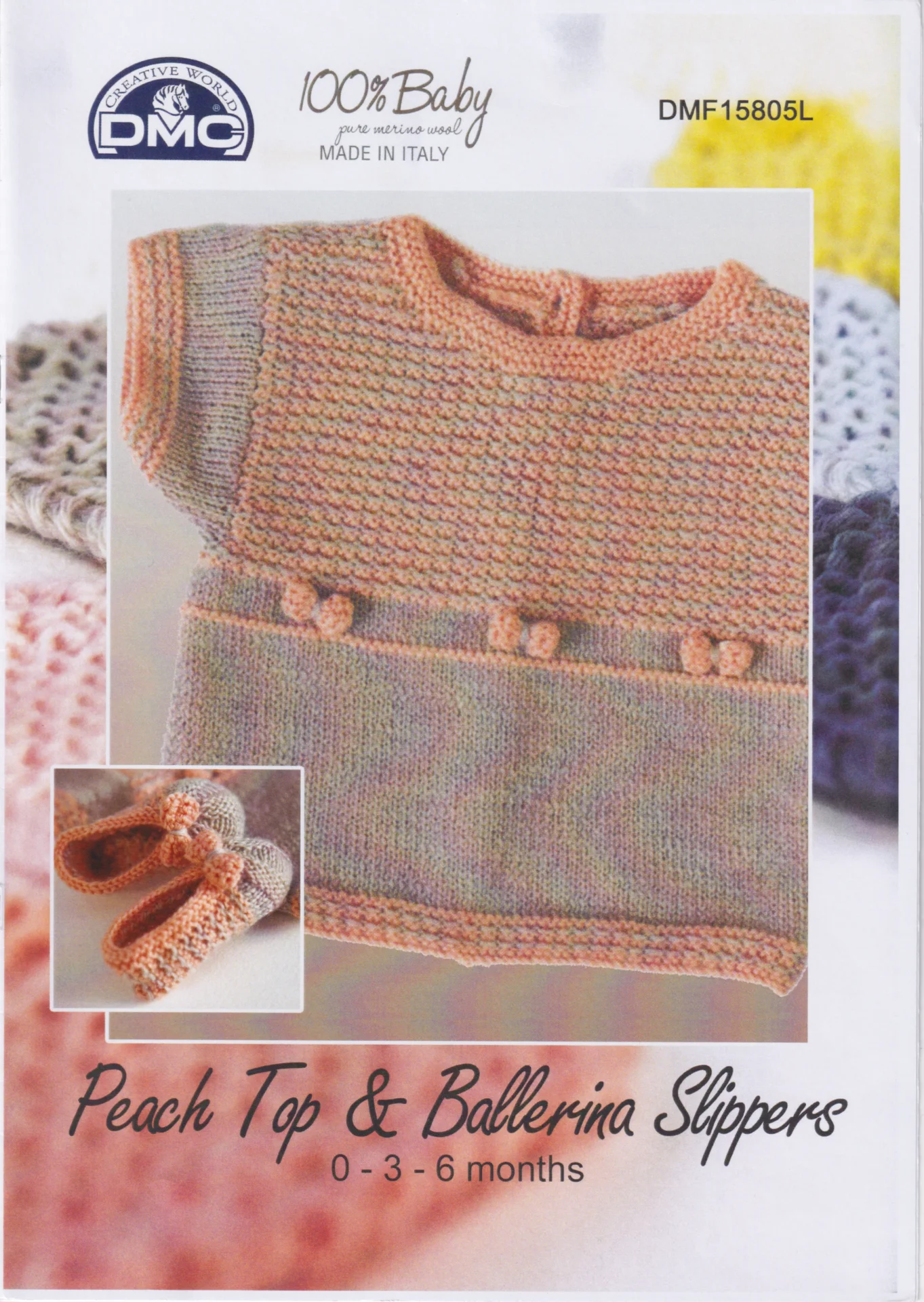 DMC Pattern Peach Top and Ballerina Slippers 4 Ply