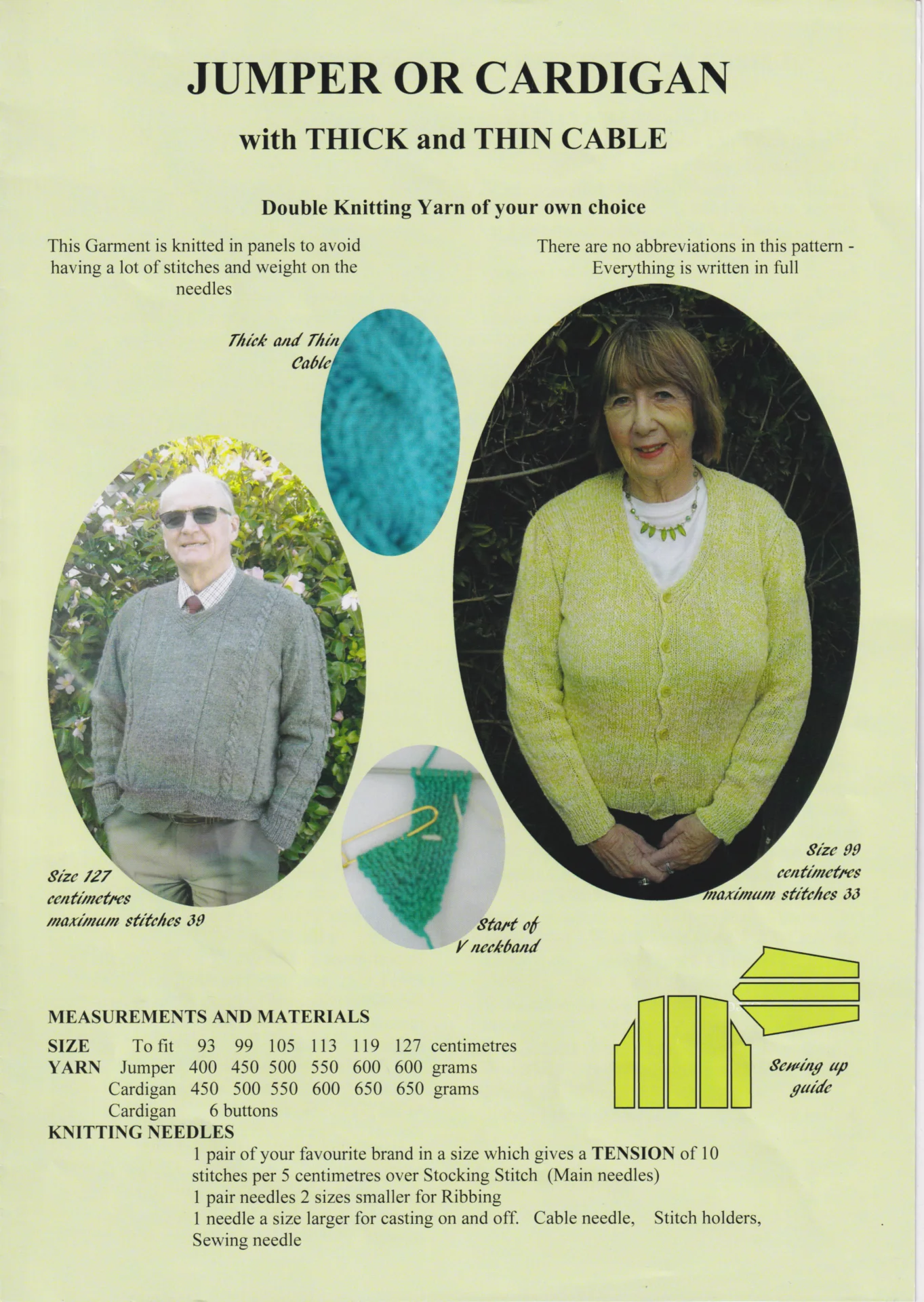 Dorothy Jack Pattern Jumper or Cardigan 8 Ply