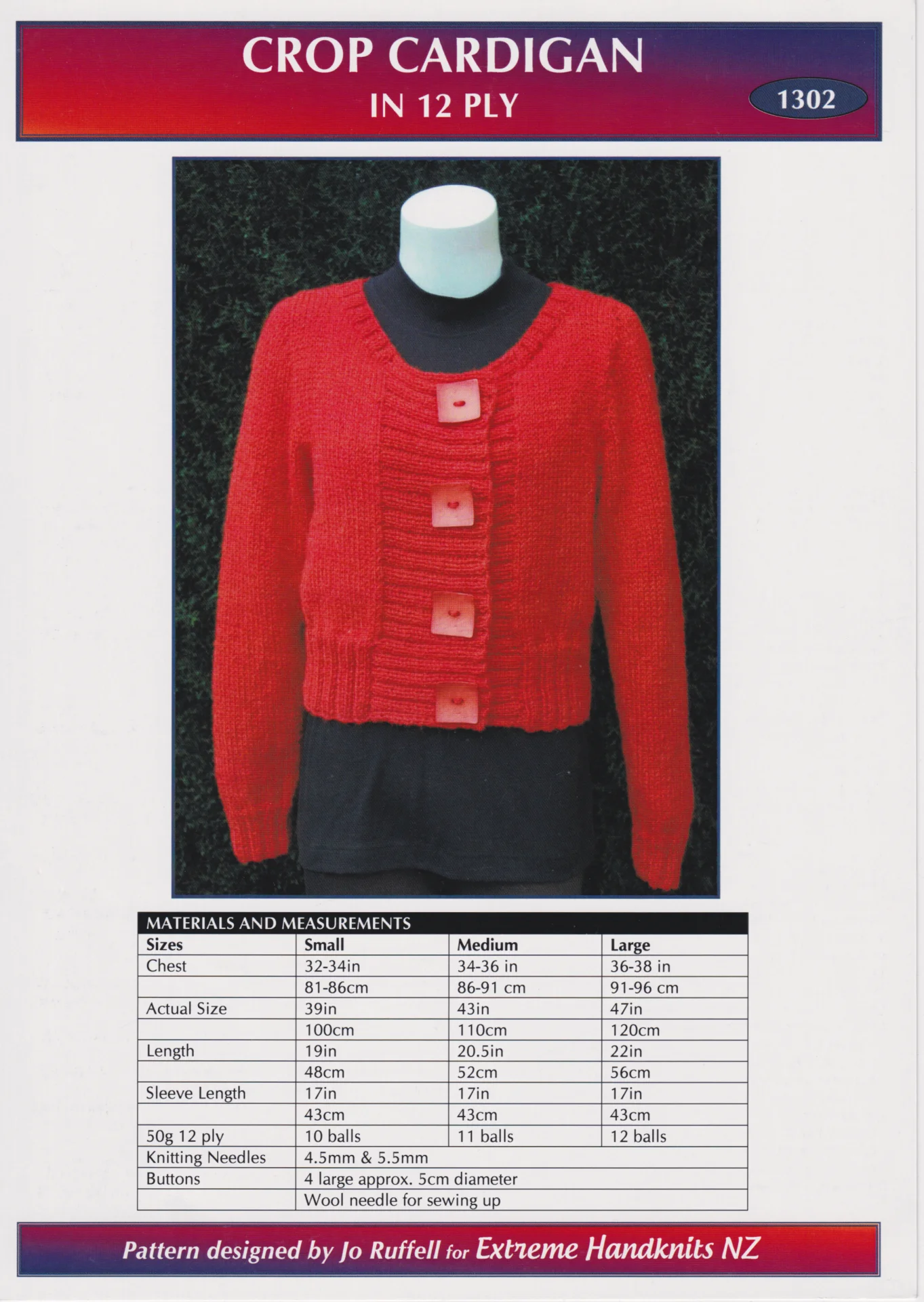 Extreme Pattern 1302 12 Ply Crop Cardigan