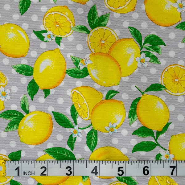 Fabric Asuka Lemons On Grey Spot