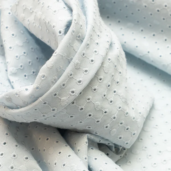 Fabric Bluebell Pale Blue Emb