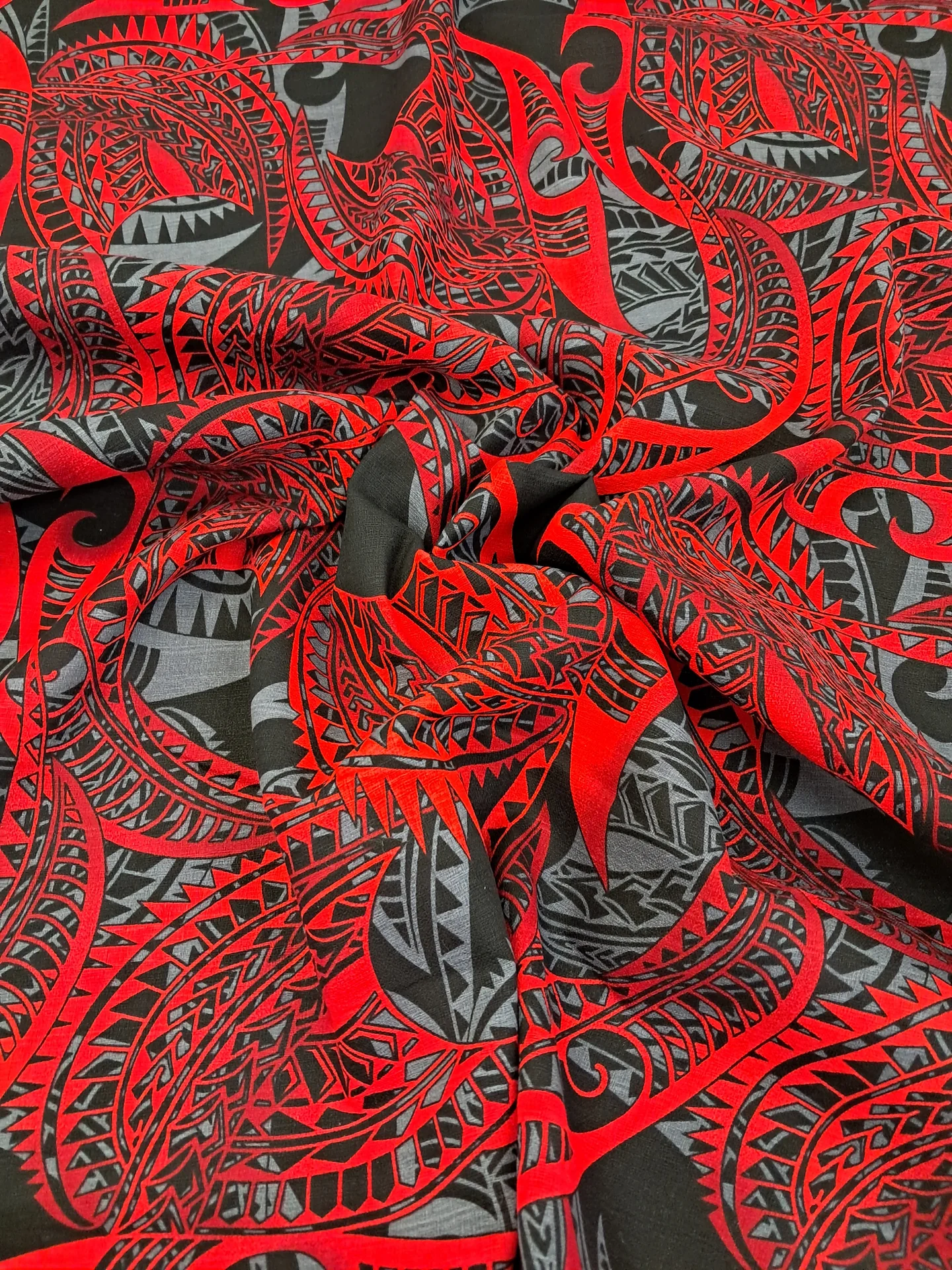 Fabric Dobby Tapa Red Grey C33