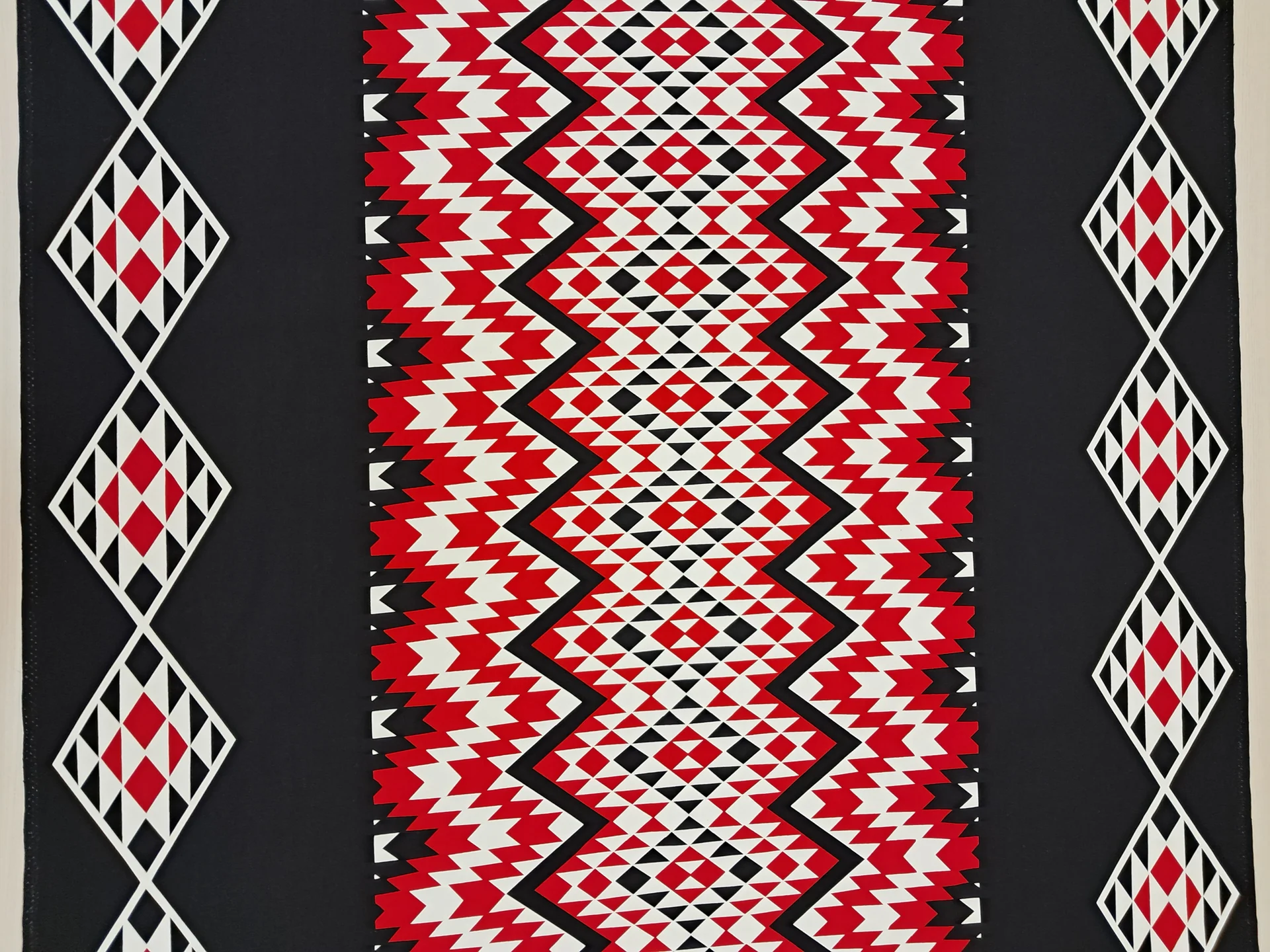 Fabric Maori Print Red Black White
